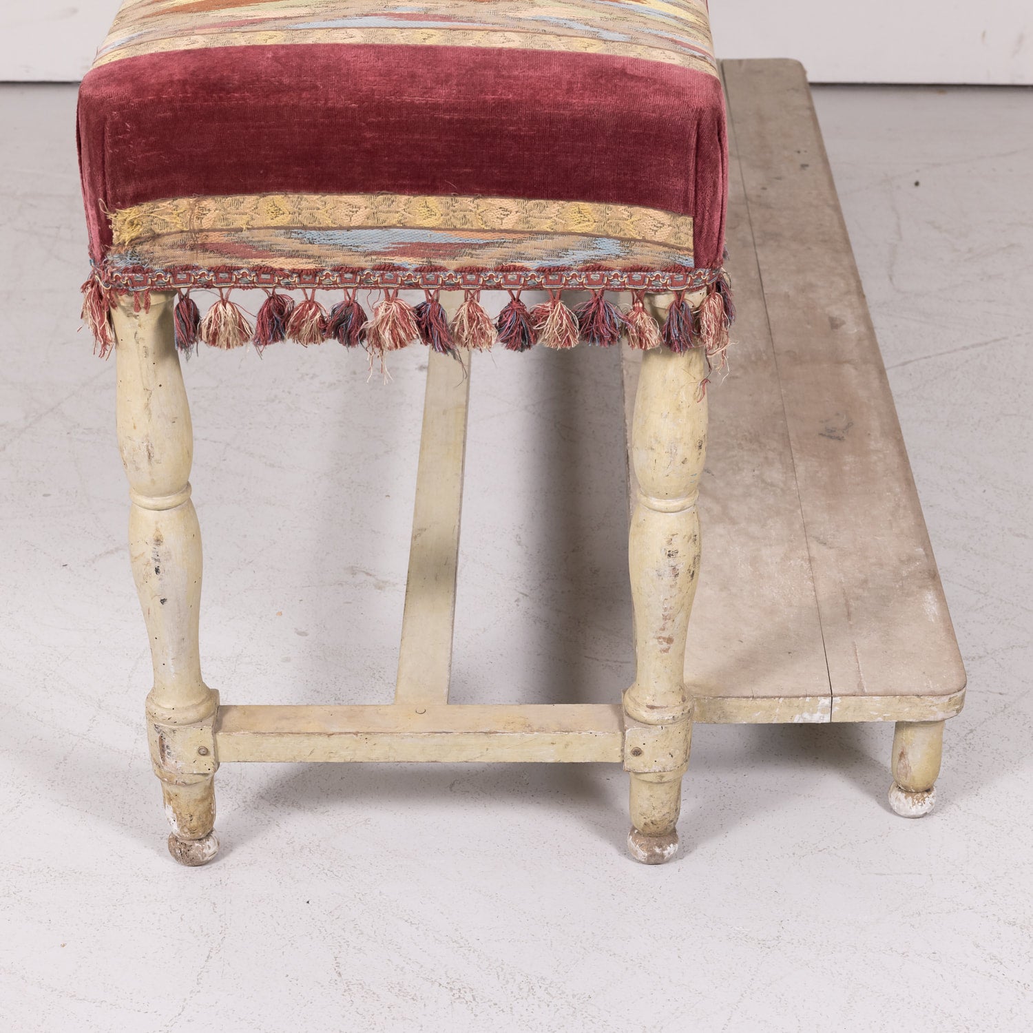 Antique French Painted Billiard Room Viewing Bench 