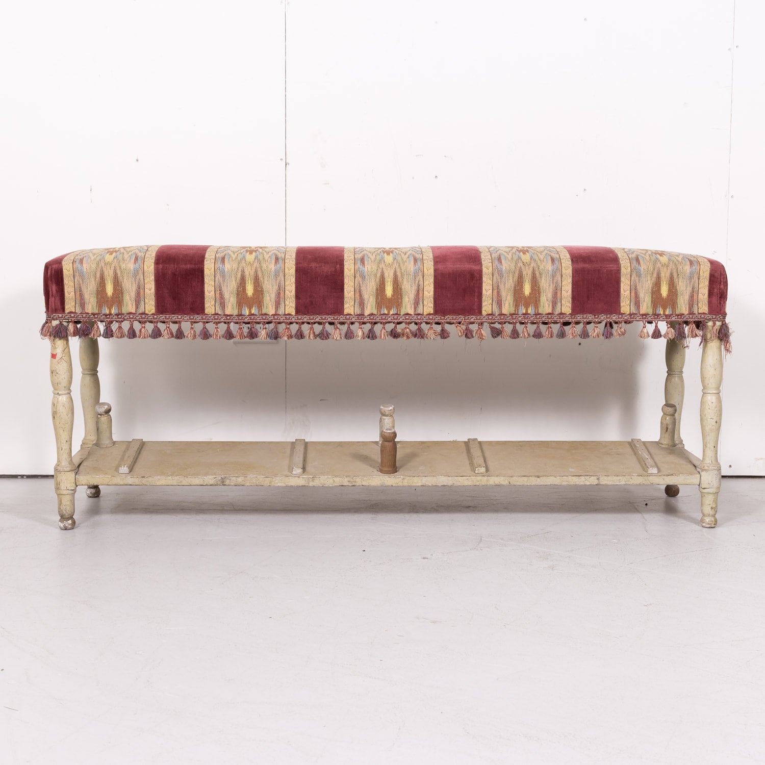 Antique French Painted Billiard Room Viewing Bench 