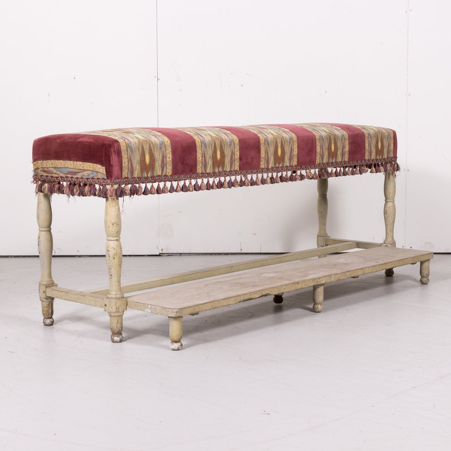 Antique French Painted Billiard Room Viewing Bench 