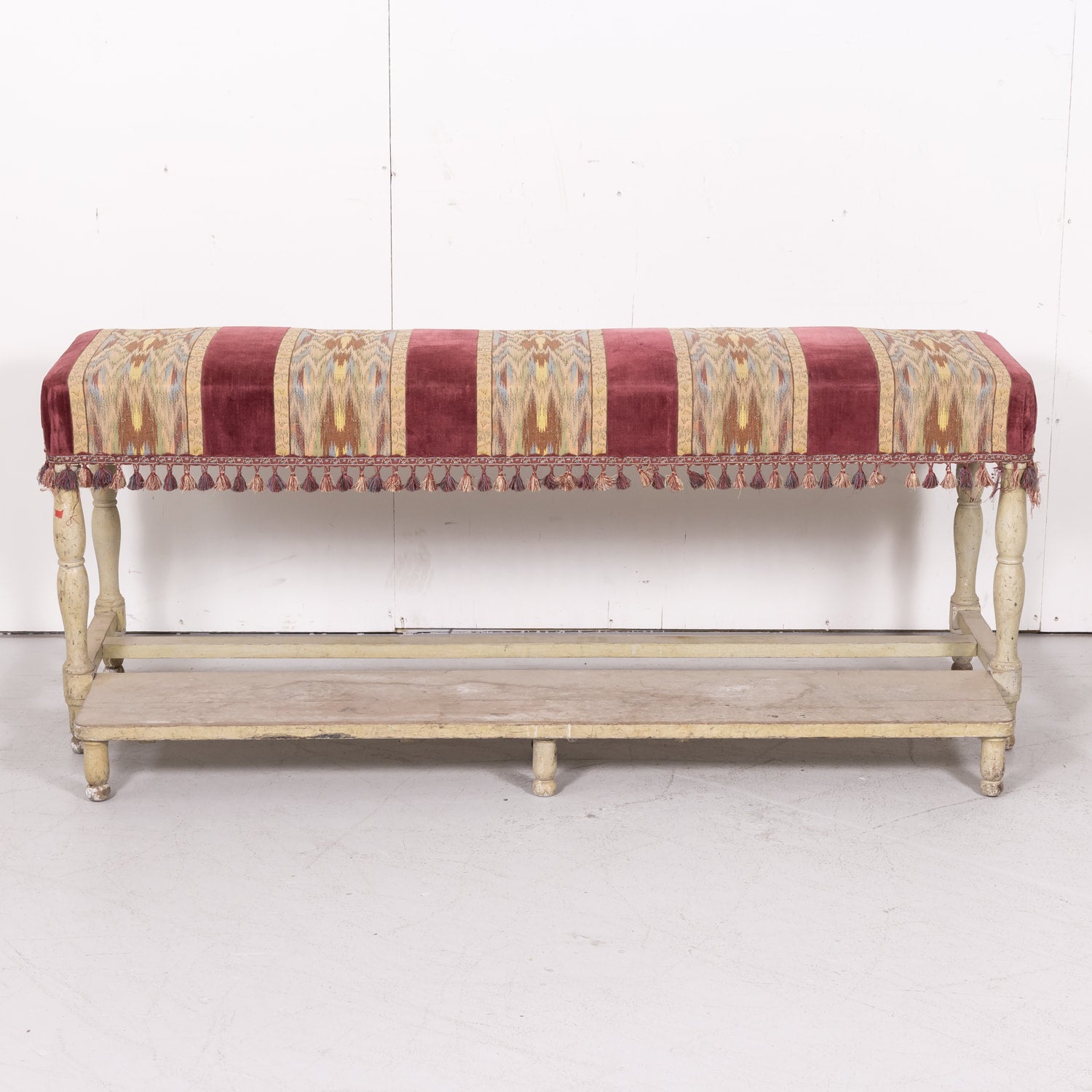 Antique French Painted Billiard Room Viewing Bench 