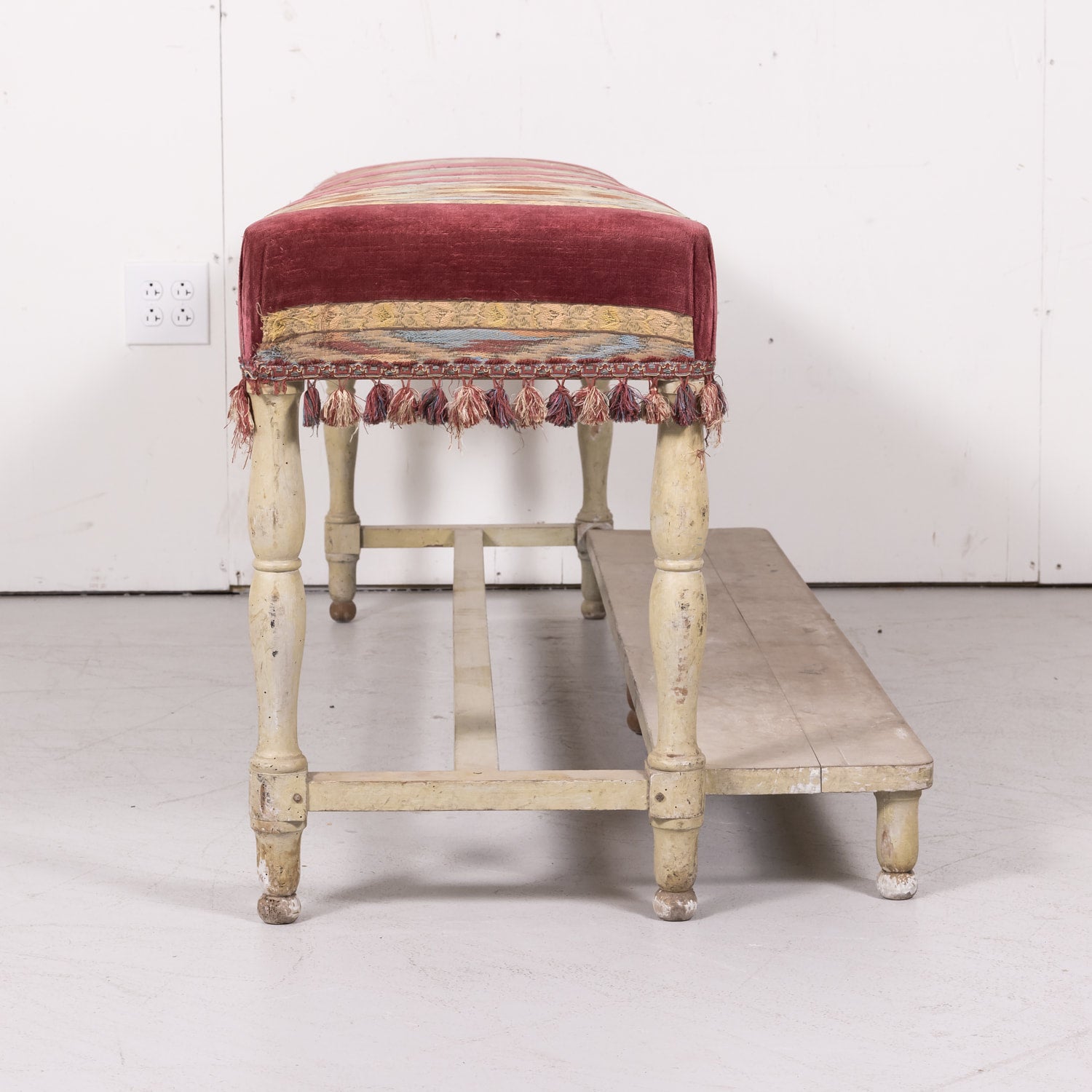 Antique French Painted Billiard Room Viewing Bench 