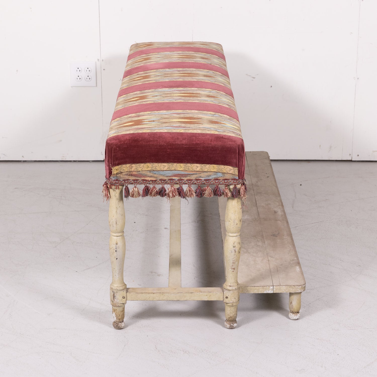 Antique French Painted Billiard Room Viewing Bench 