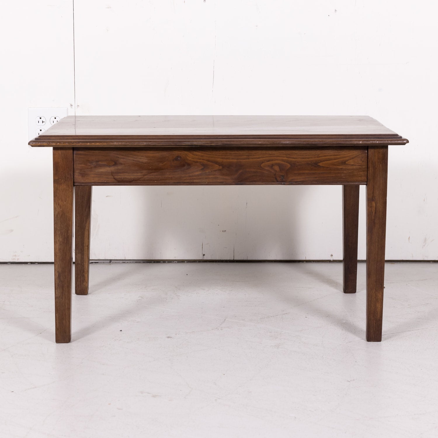 Antique Country French Rustic Oak Coffee or Side Table with Drawer 