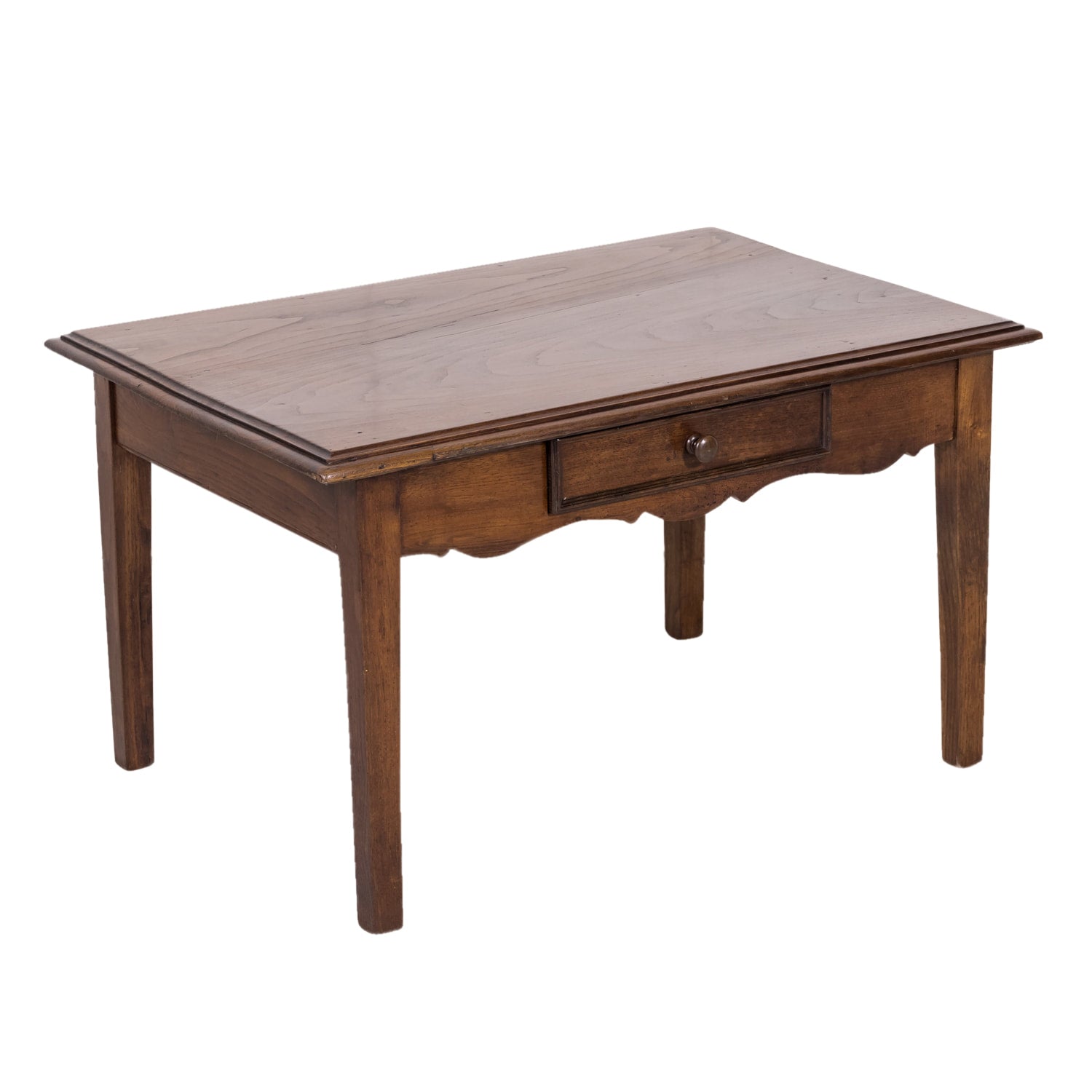 Antique Country French Rustic Oak Coffee or Side Table with Drawer 