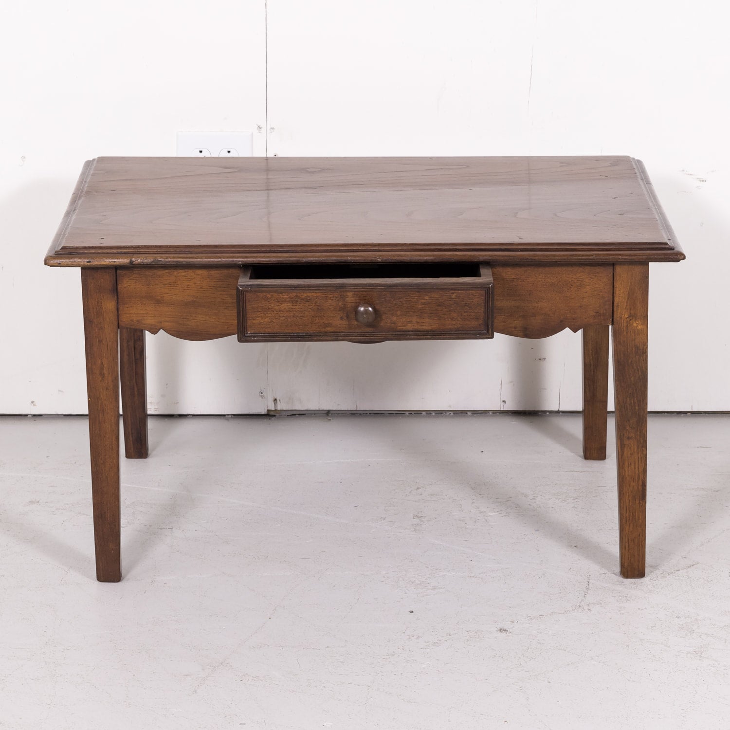 Antique Country French Rustic Oak Coffee or Side Table with Drawer 