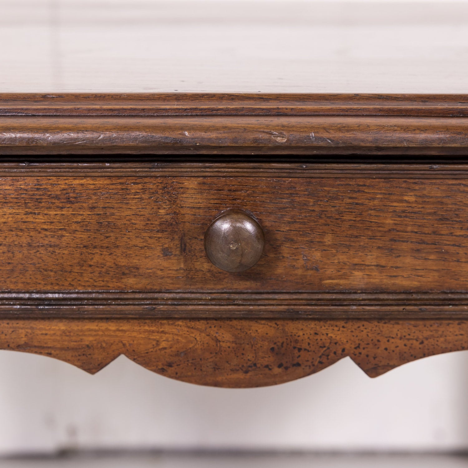 Antique Country French Rustic Oak Coffee or Side Table with Drawer 