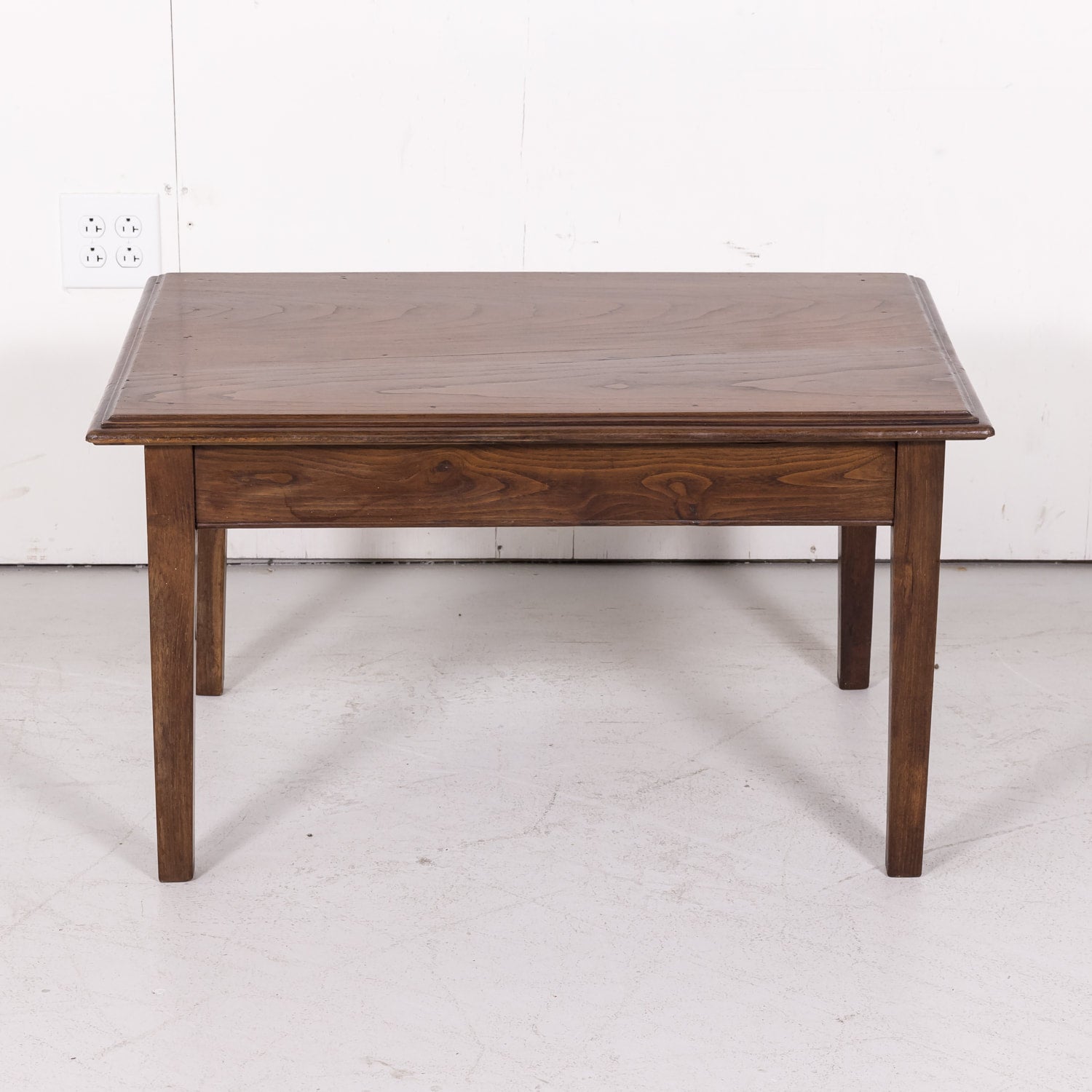 Antique Country French Rustic Oak Coffee or Side Table with Drawer 