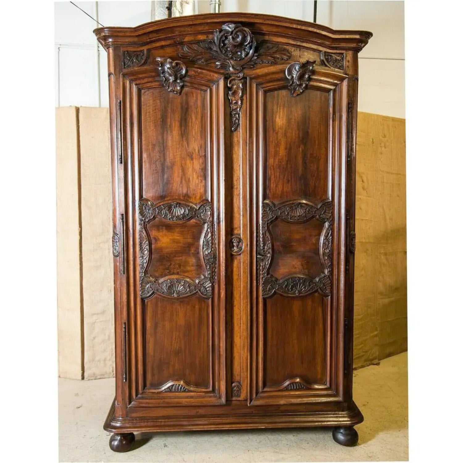 Exceptional 18th Century French Régence Period Walnut Chateau Lyonnaise Armoire