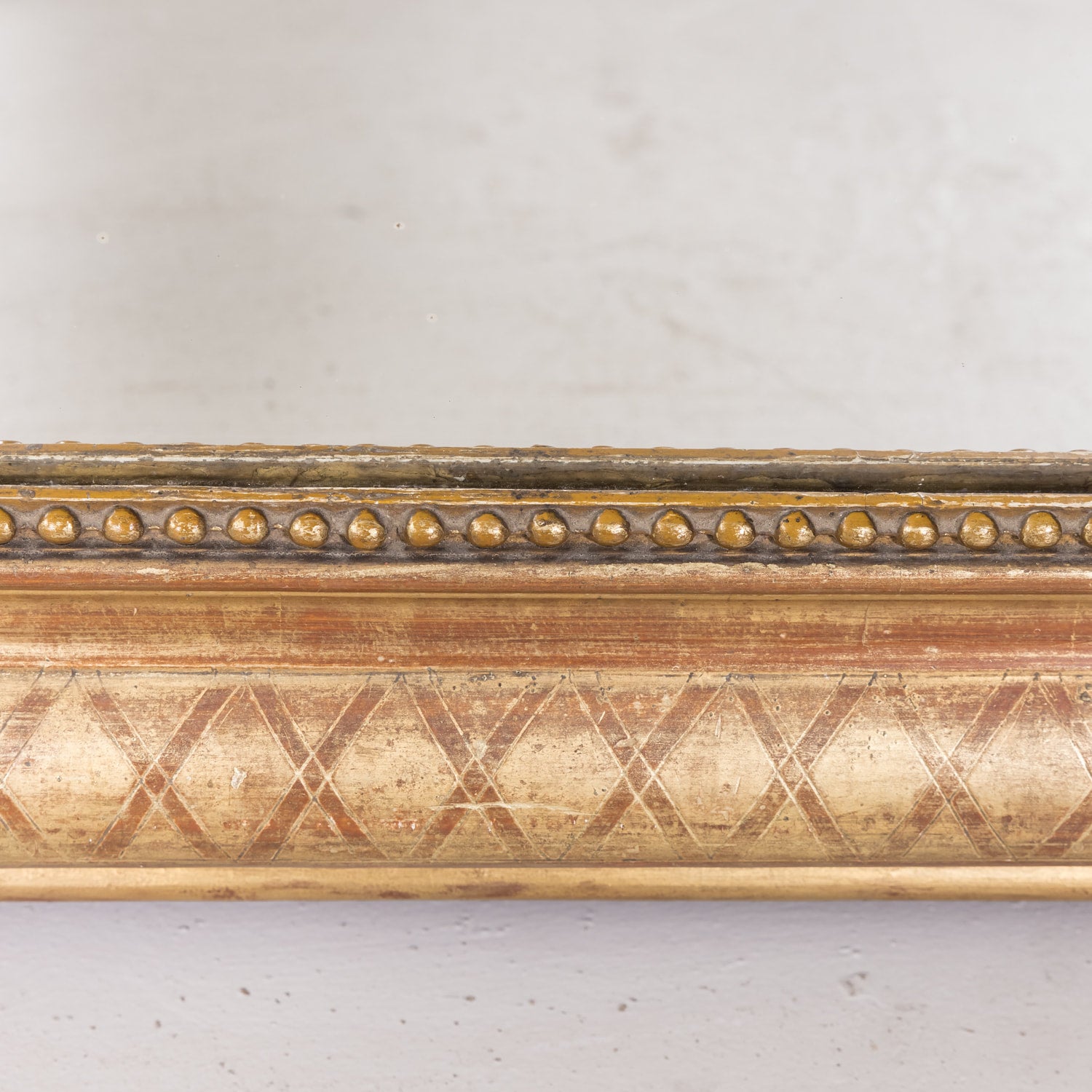 Large 19th Century Louis Philippe Period Giltwood Mirror with Cross Hatch Etching