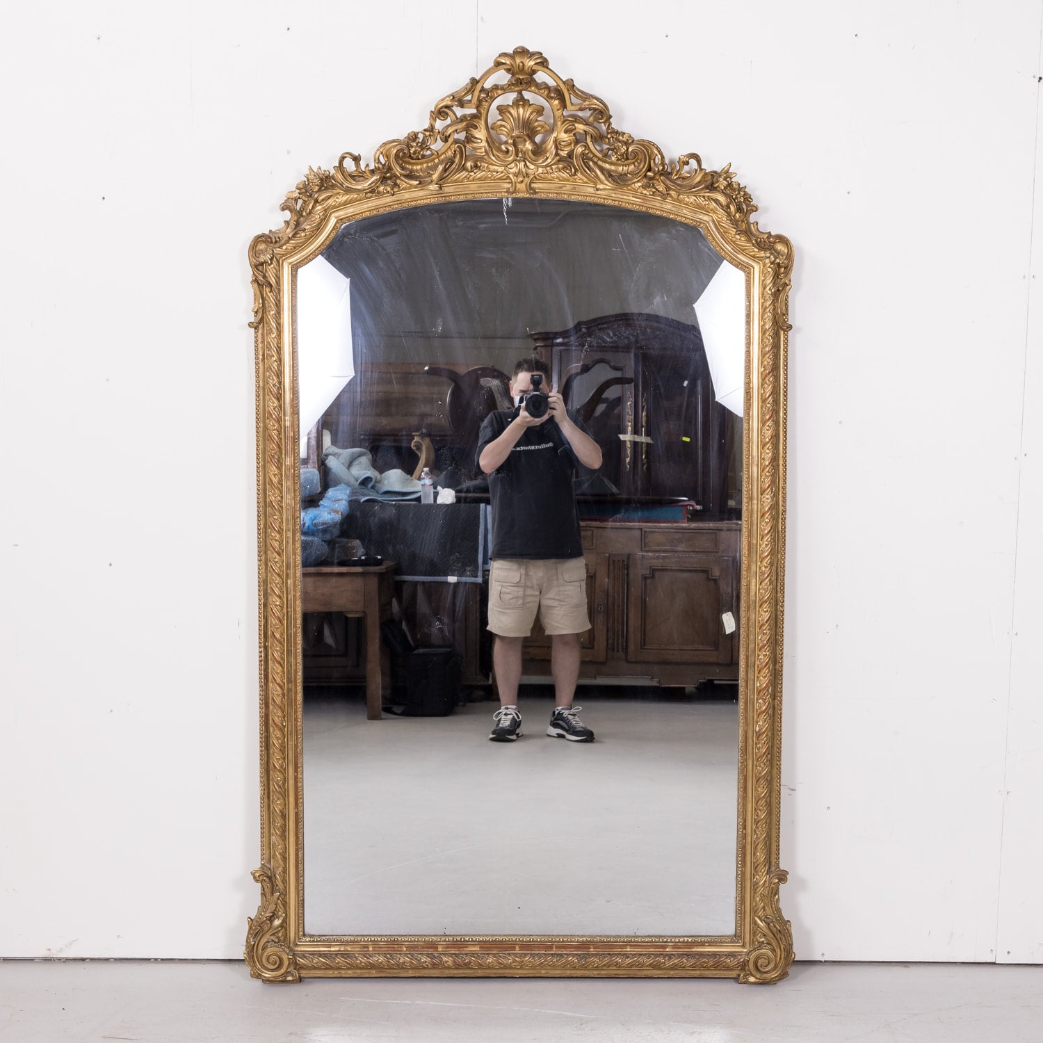 Grand 19th Century Heavily Carved French Louis XV Style Rococo Giltwood Mirror