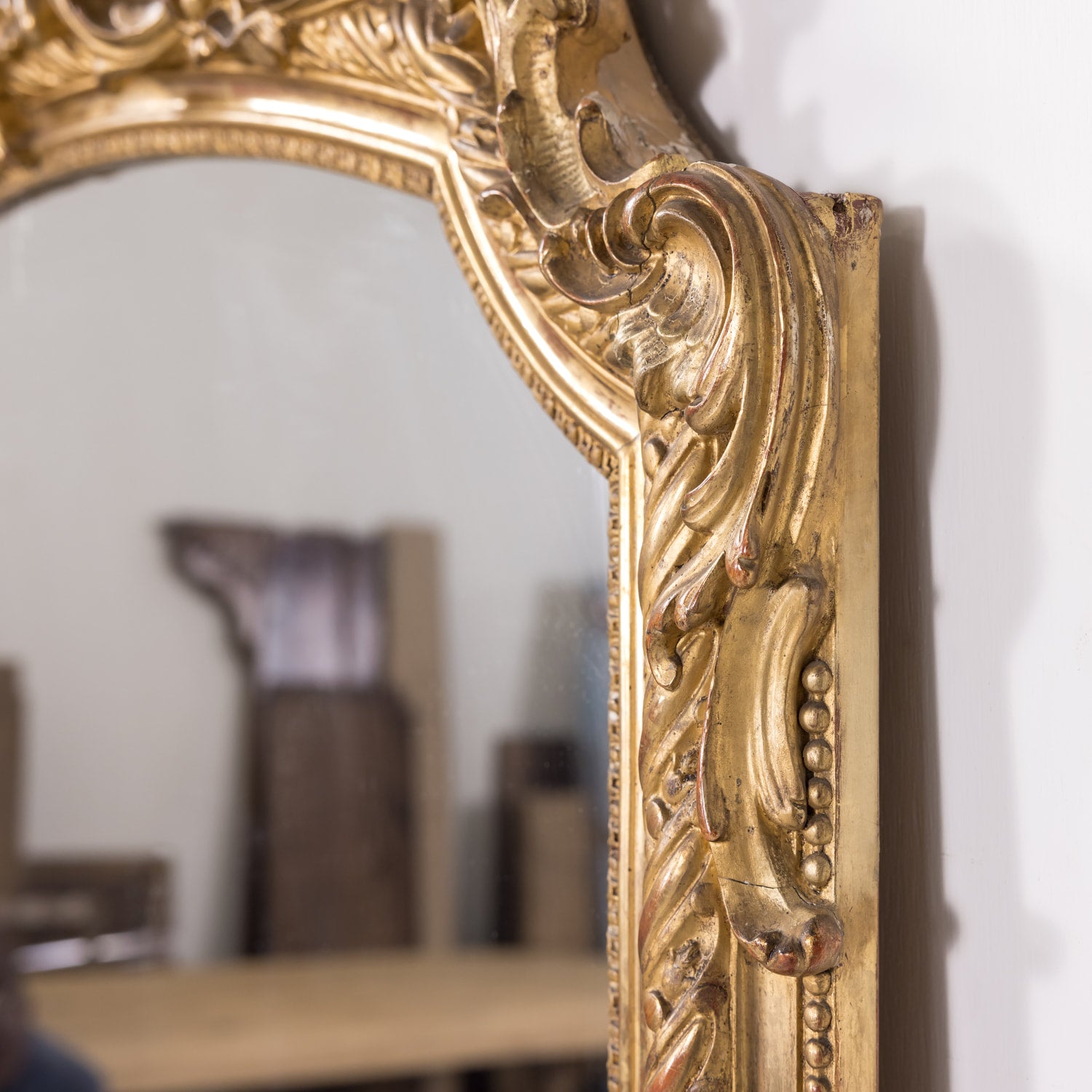 Grand 19th Century Heavily Carved French Louis XV Style Rococo Giltwood Mirror