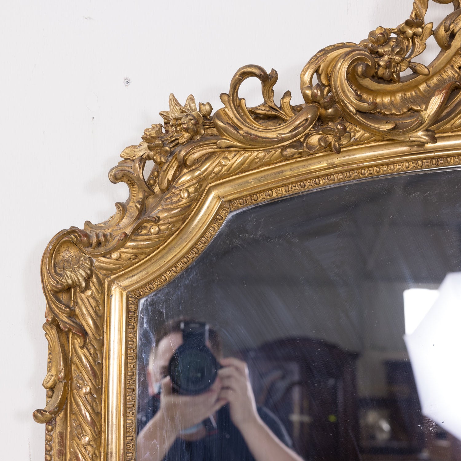 Grand 19th Century Heavily Carved French Louis XV Style Rococo Giltwood Mirror