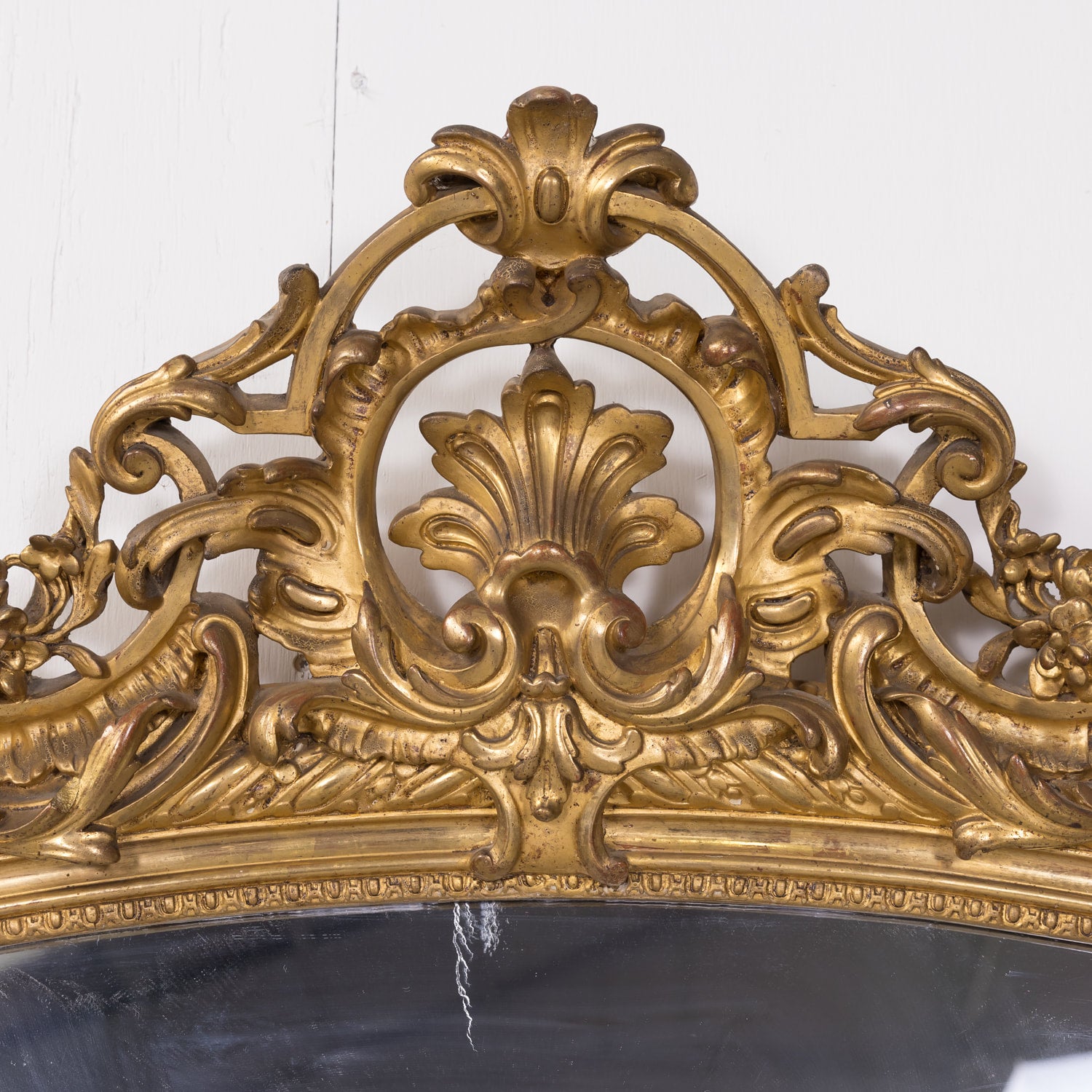 Grand 19th Century Heavily Carved French Louis XV Style Rococo Giltwood Mirror