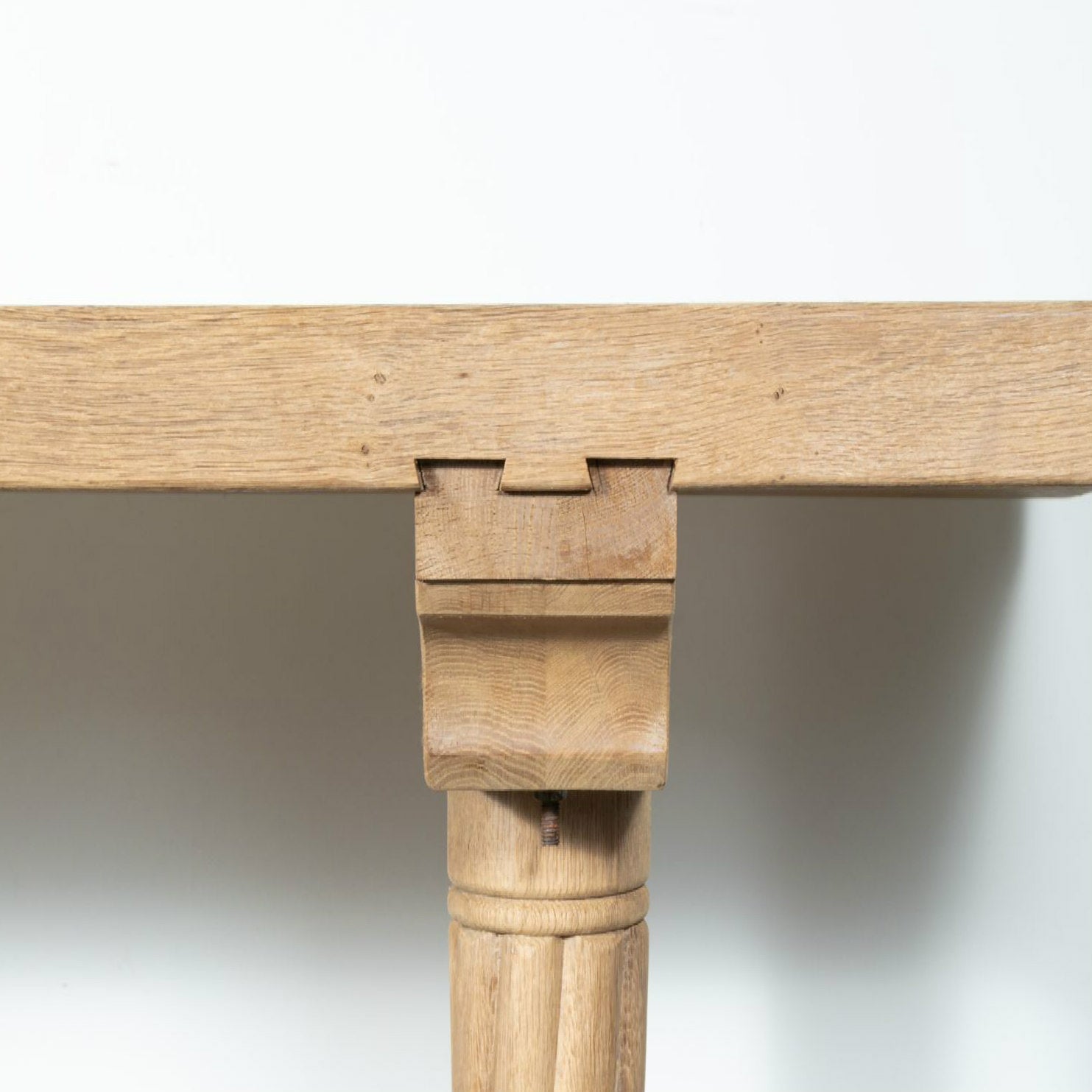 Antique French Normandy Washed Oak Baluster or Trestle Farm Table