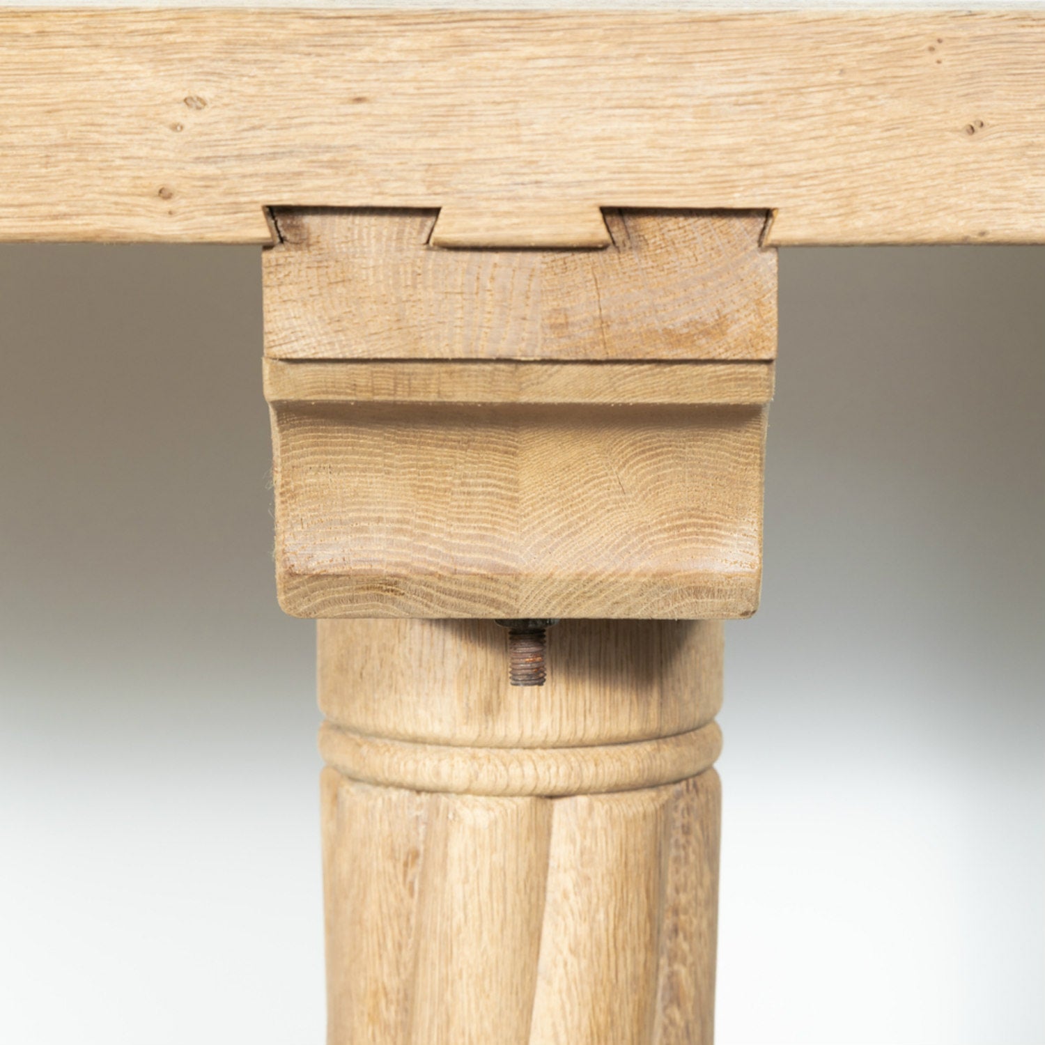 Antique French Normandy Washed Oak Baluster or Trestle Farm Table