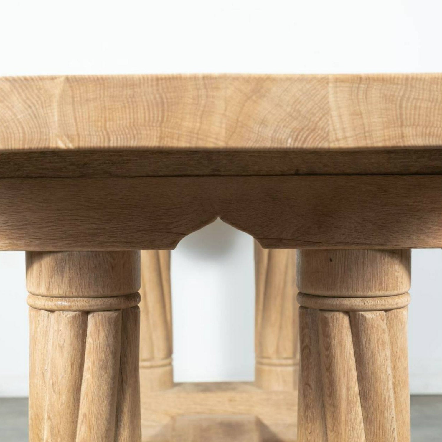 Antique French Normandy Washed Oak Baluster or Trestle Farm Table