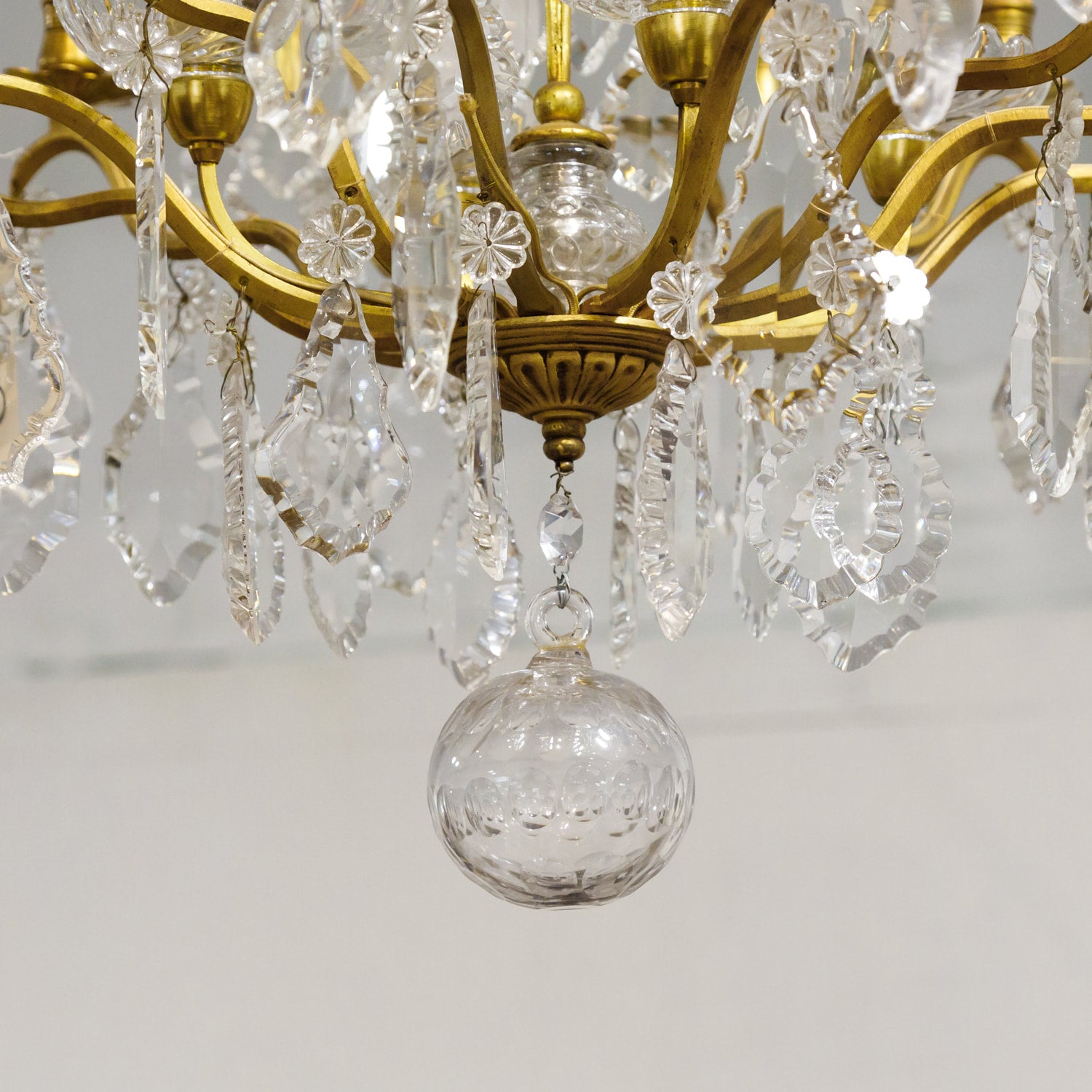 19th Century Eight-Light French Bronze Dore and Crystal Chandelier