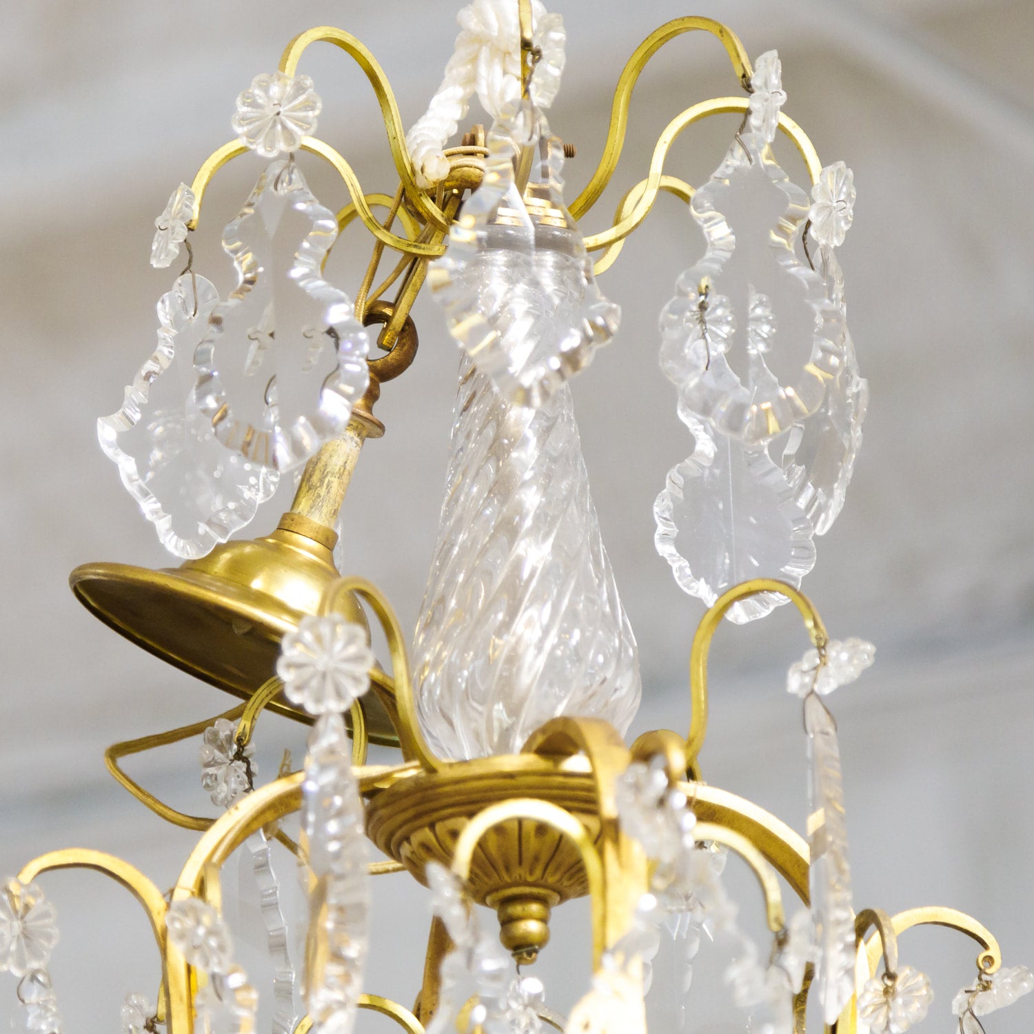 19th Century Eight-Light French Bronze Dore and Crystal Chandelier