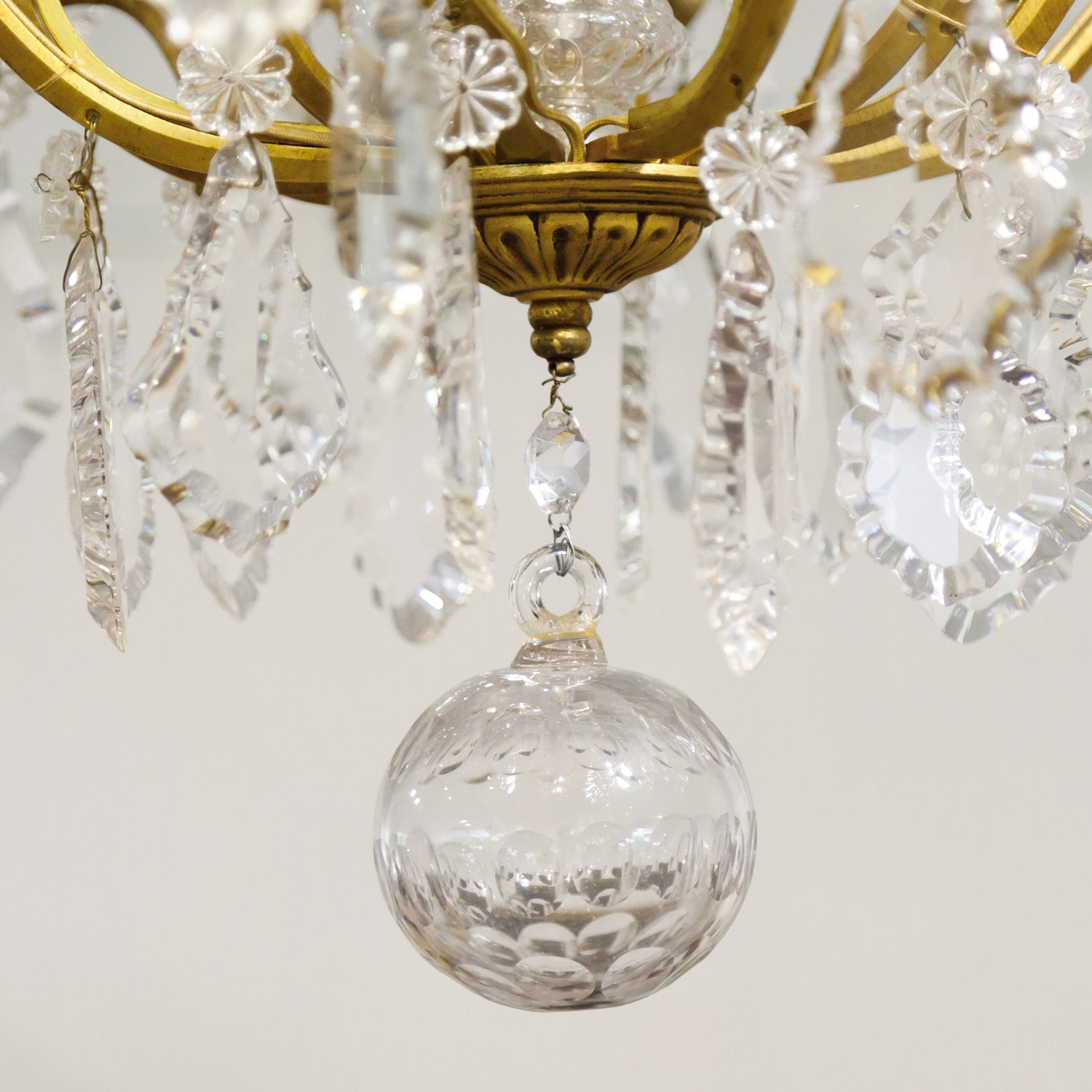 19th Century Eight-Light French Bronze Dore and Crystal Chandelier