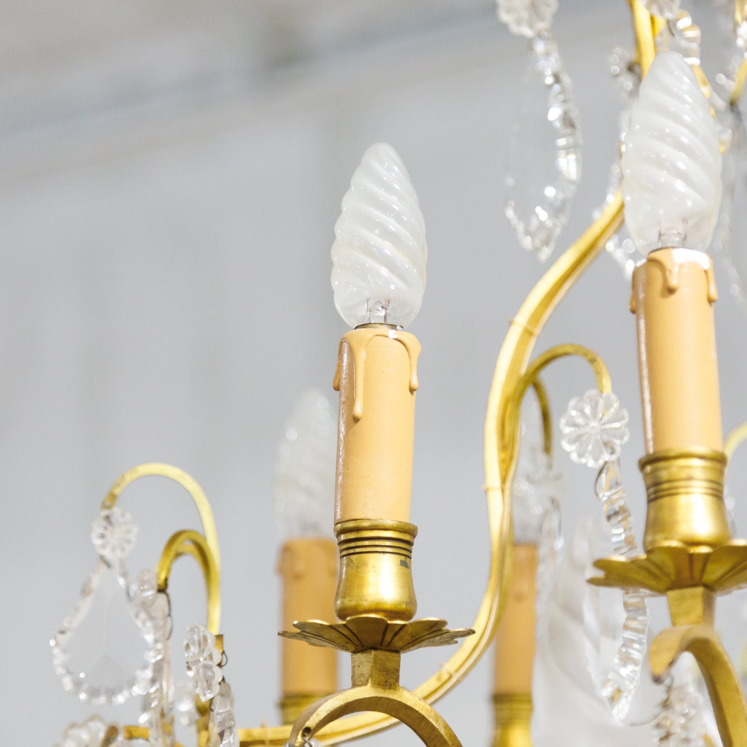 19th Century Eight-Light French Bronze Dore and Crystal Chandelier