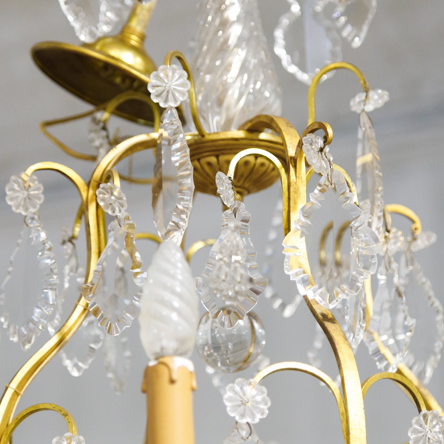 19th Century Eight-Light French Bronze Dore and Crystal Chandelier
