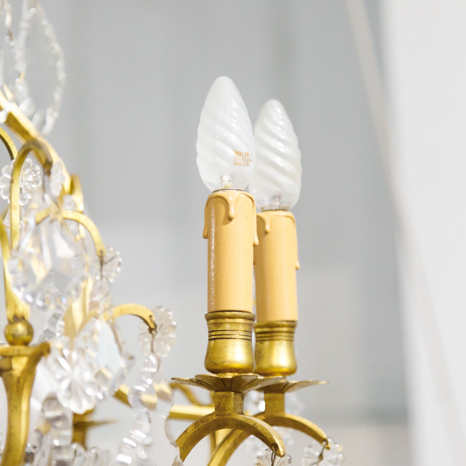 19th Century Eight-Light French Bronze Dore and Crystal Chandelier