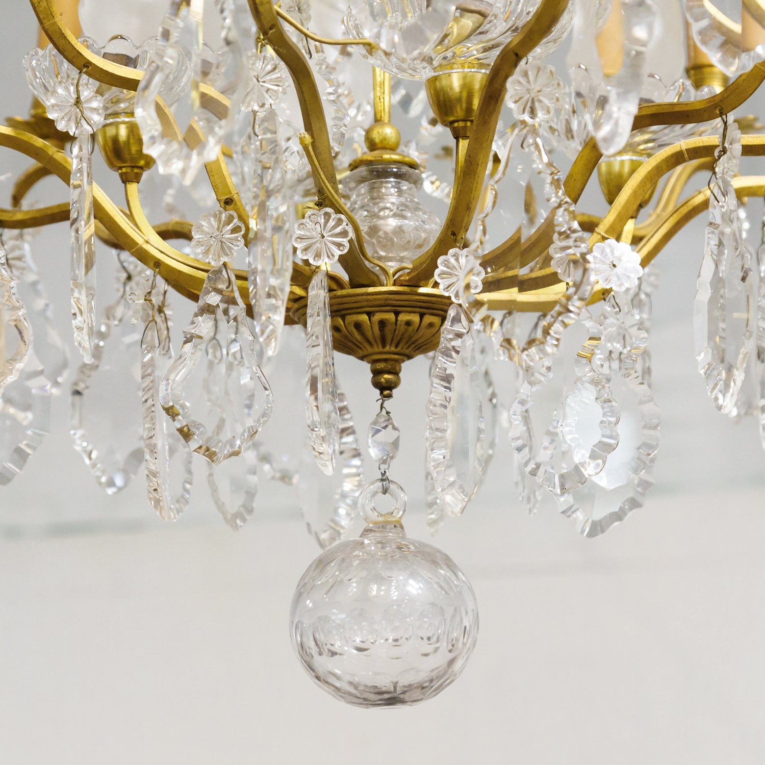 19th Century Eight-Light French Bronze Dore and Crystal Chandelier