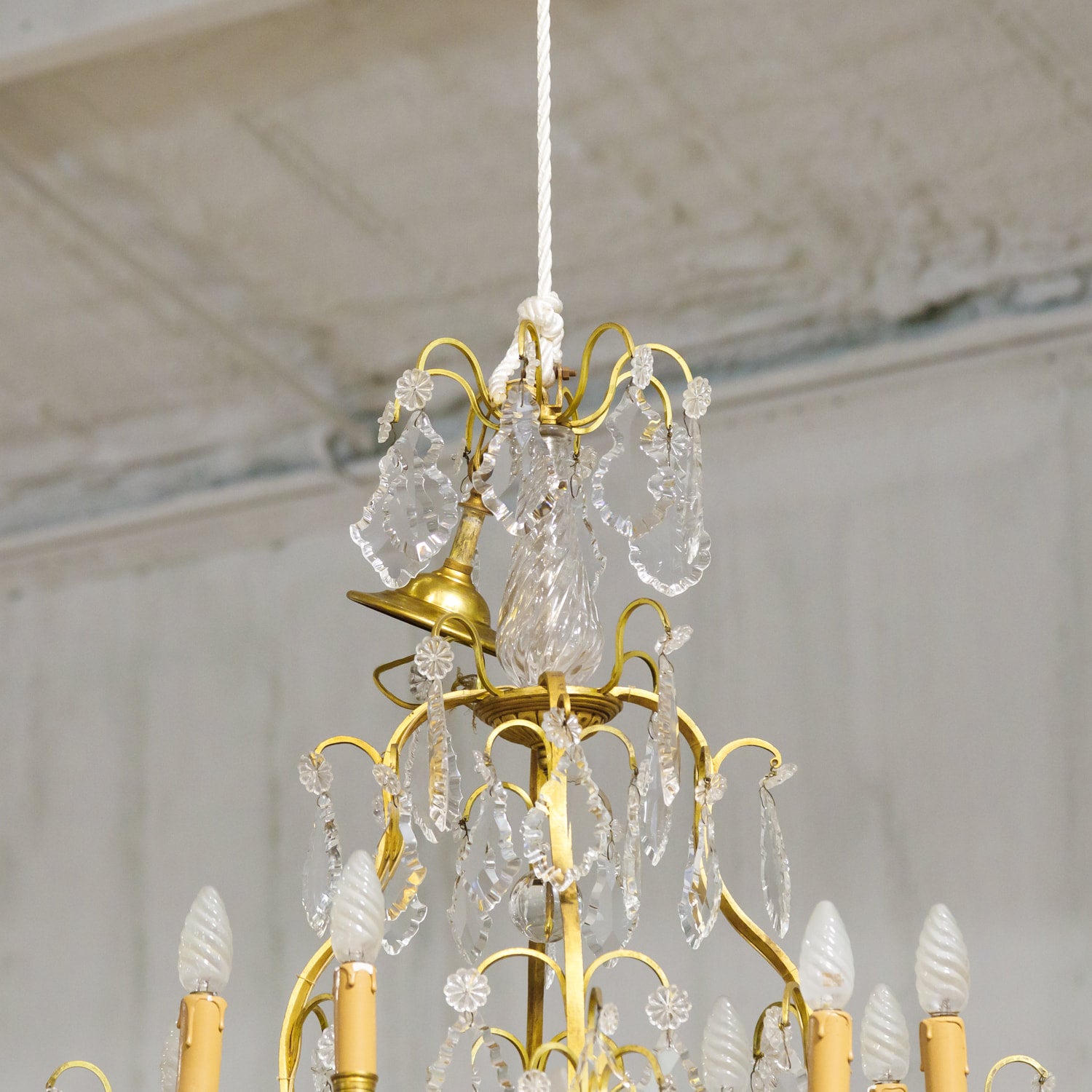 19th Century Eight-Light French Bronze Dore and Crystal Chandelier