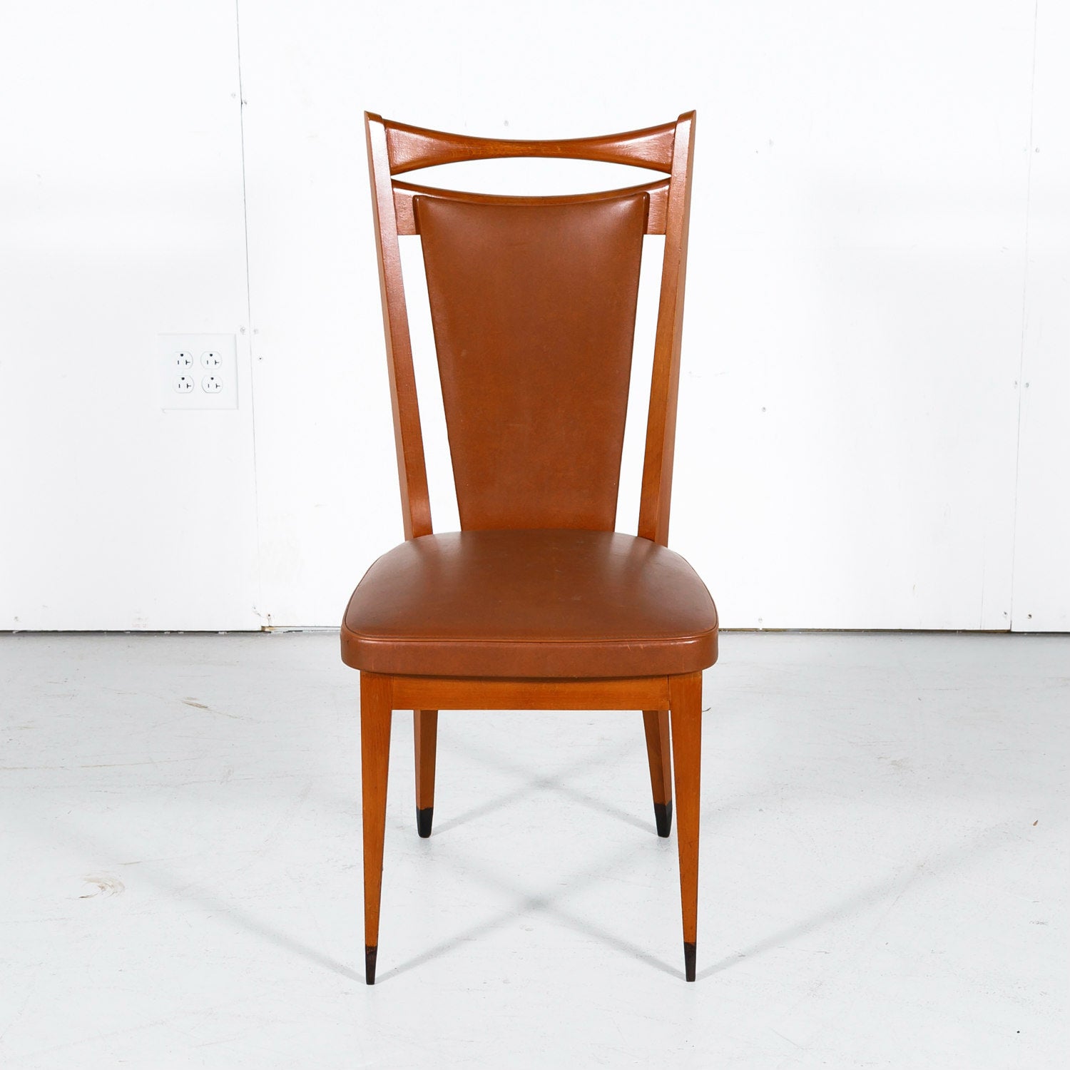 Set of Six French Mid-Century Modern Dining Side Chairs