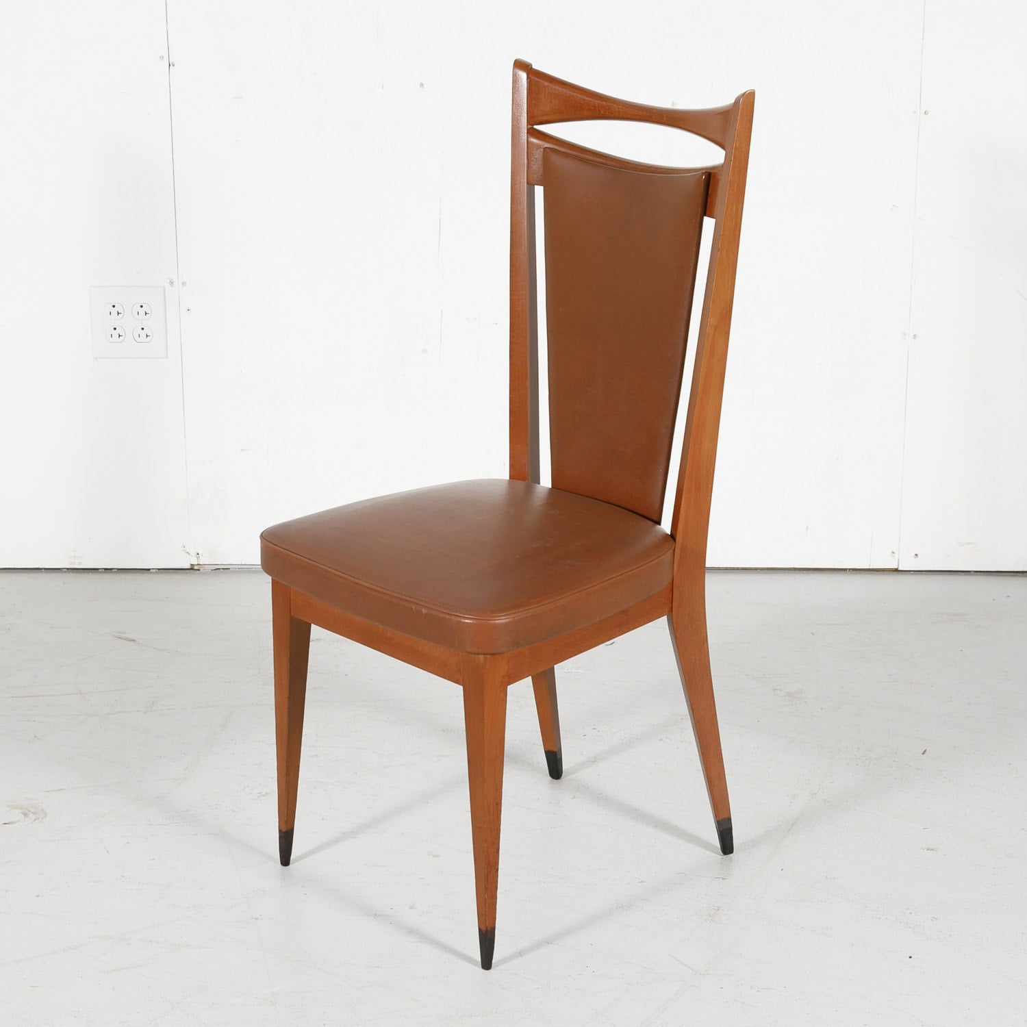 Set of Six French Mid-Century Modern Dining Side Chairs