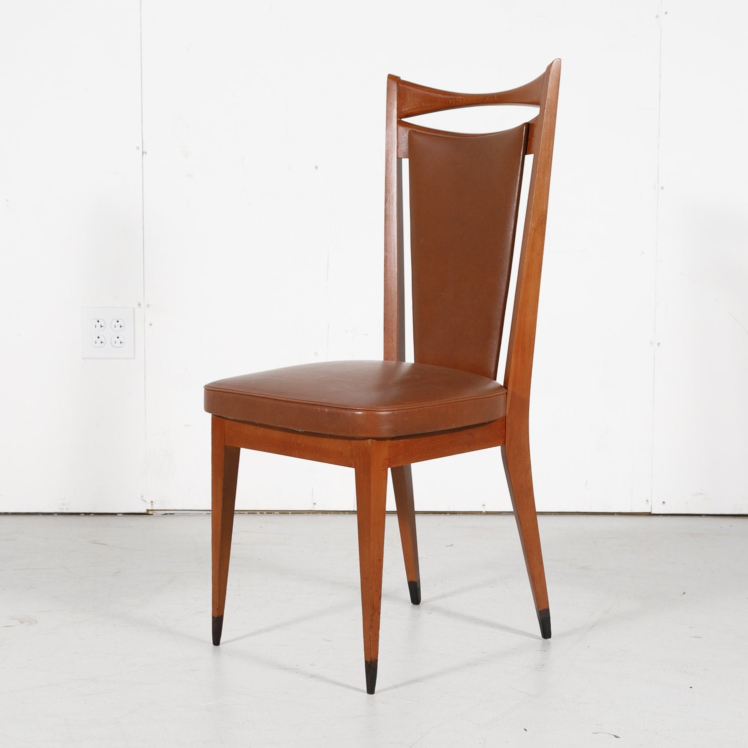 Set of Six French Mid-Century Modern Dining Side Chairs