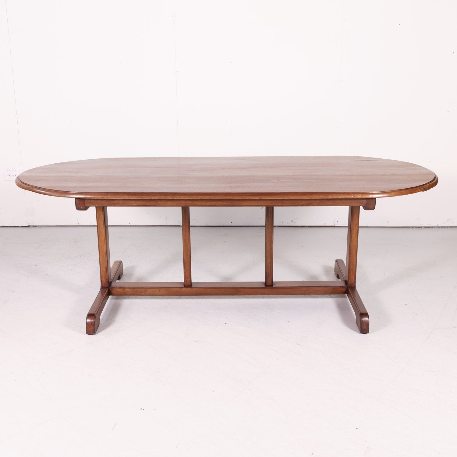 Large Walnut 19th Century French Oval Vendange Table or Wine Tasting Table