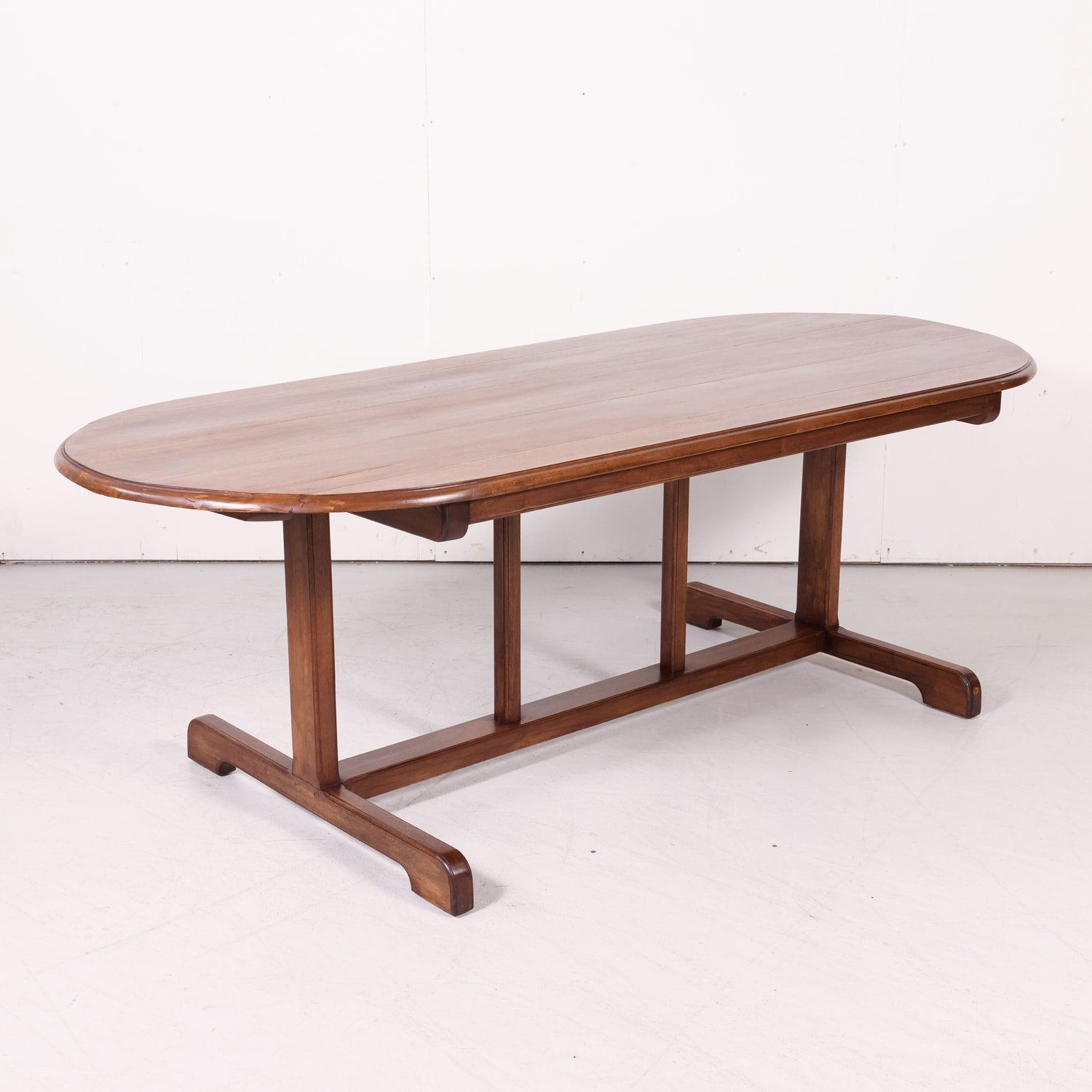 Large Walnut 19th Century French Oval Vendange Table or Wine Tasting Table