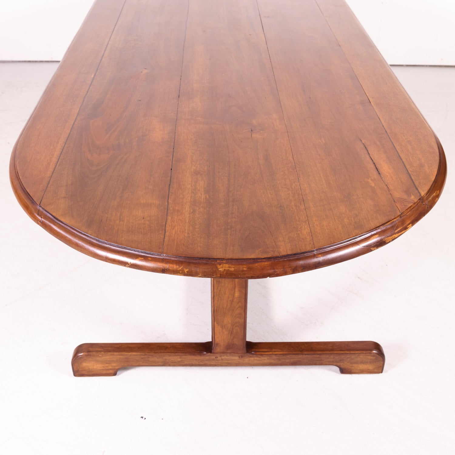 Large Walnut 19th Century French Oval Vendange Table or Wine Tasting Table