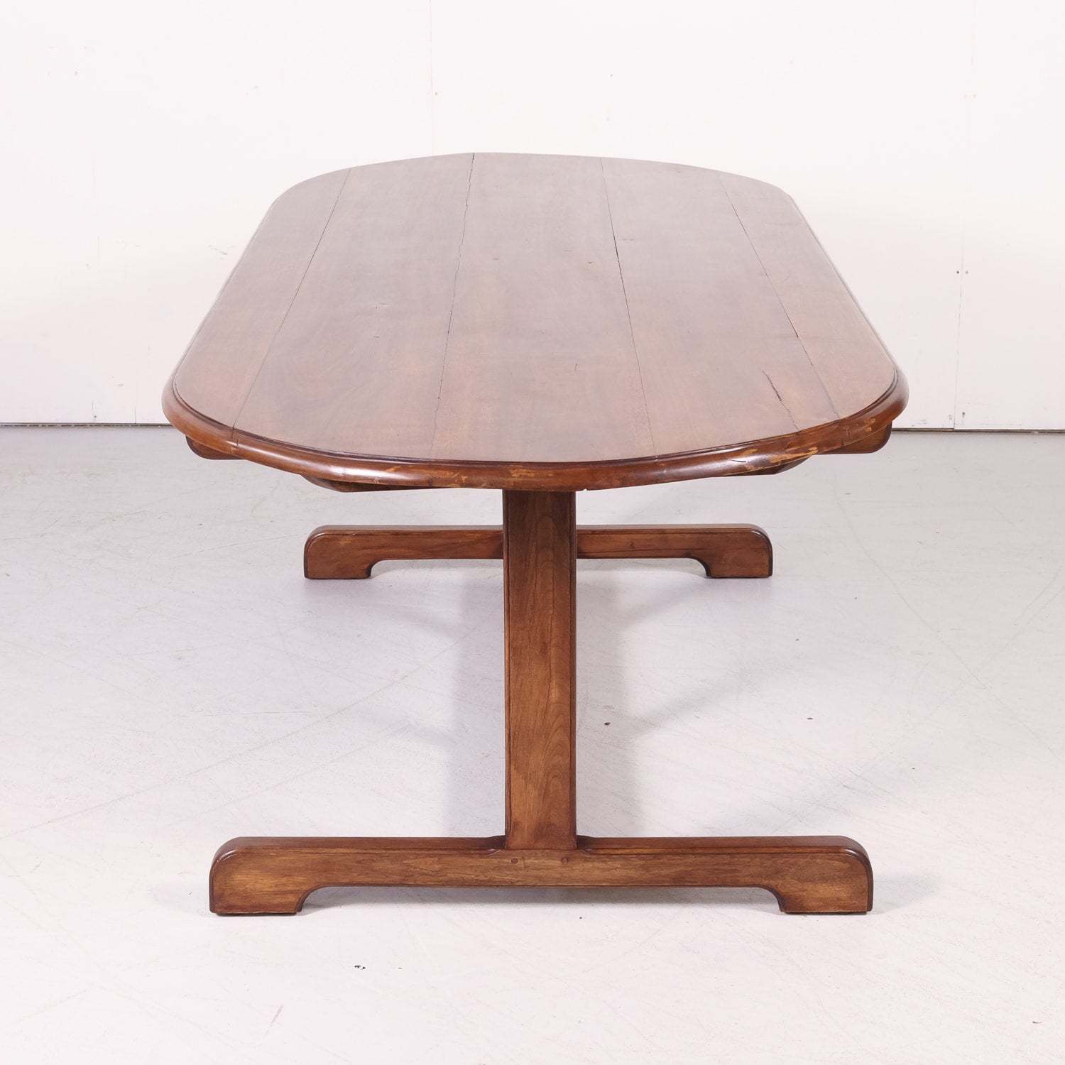 Large Walnut 19th Century French Oval Vendange Table or Wine Tasting Table