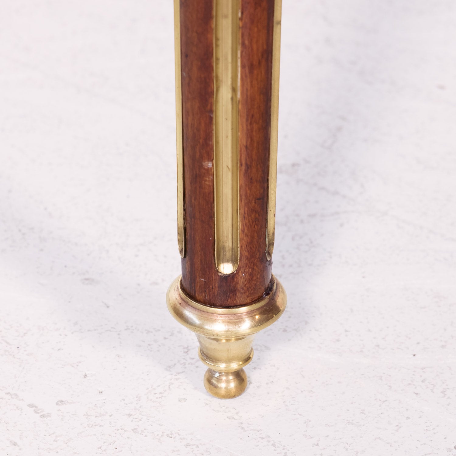 19th Century French Louis XVI Style Mahogany Bureau Plat or Desk with Tooled Leather Top and Brass Trim