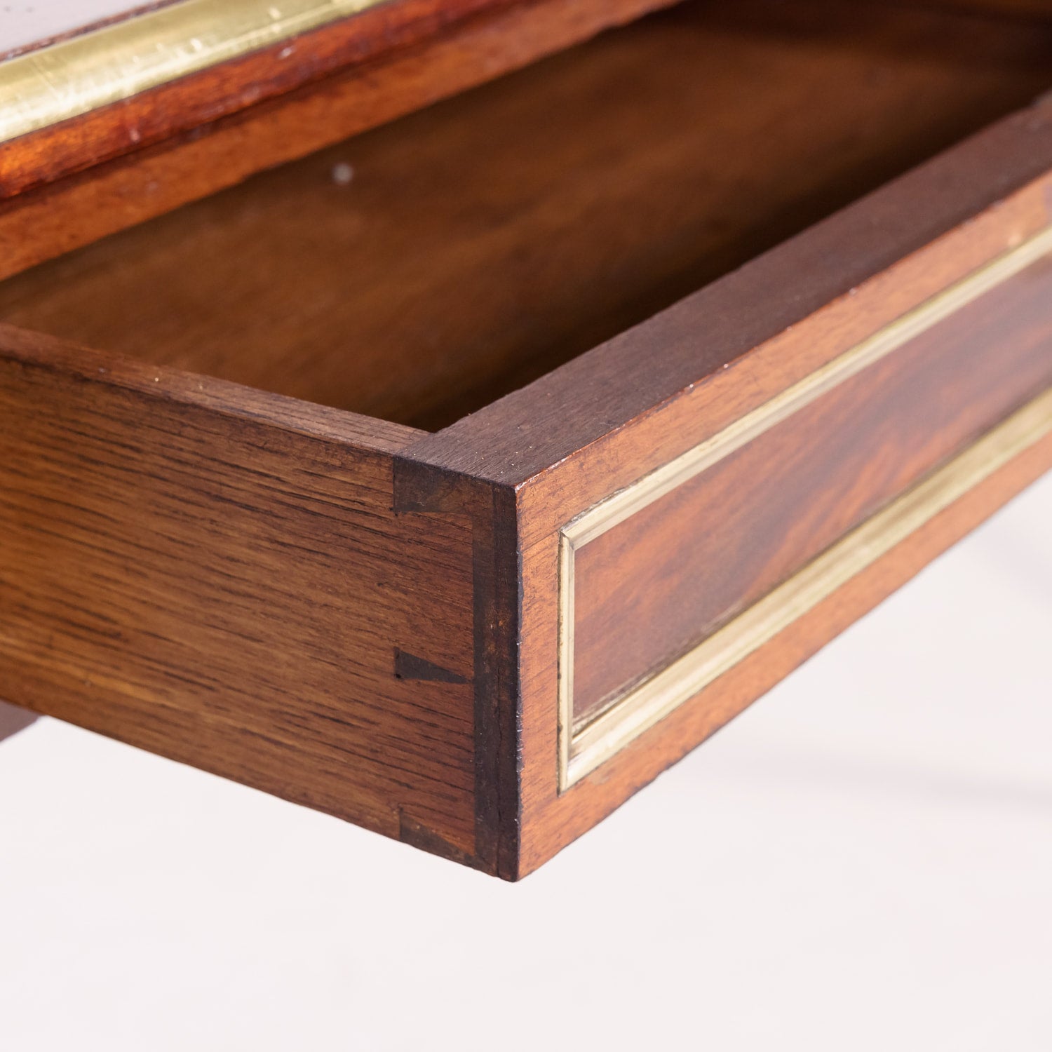 19th Century French Louis XVI Style Mahogany Bureau Plat or Desk with Tooled Leather Top and Brass Trim