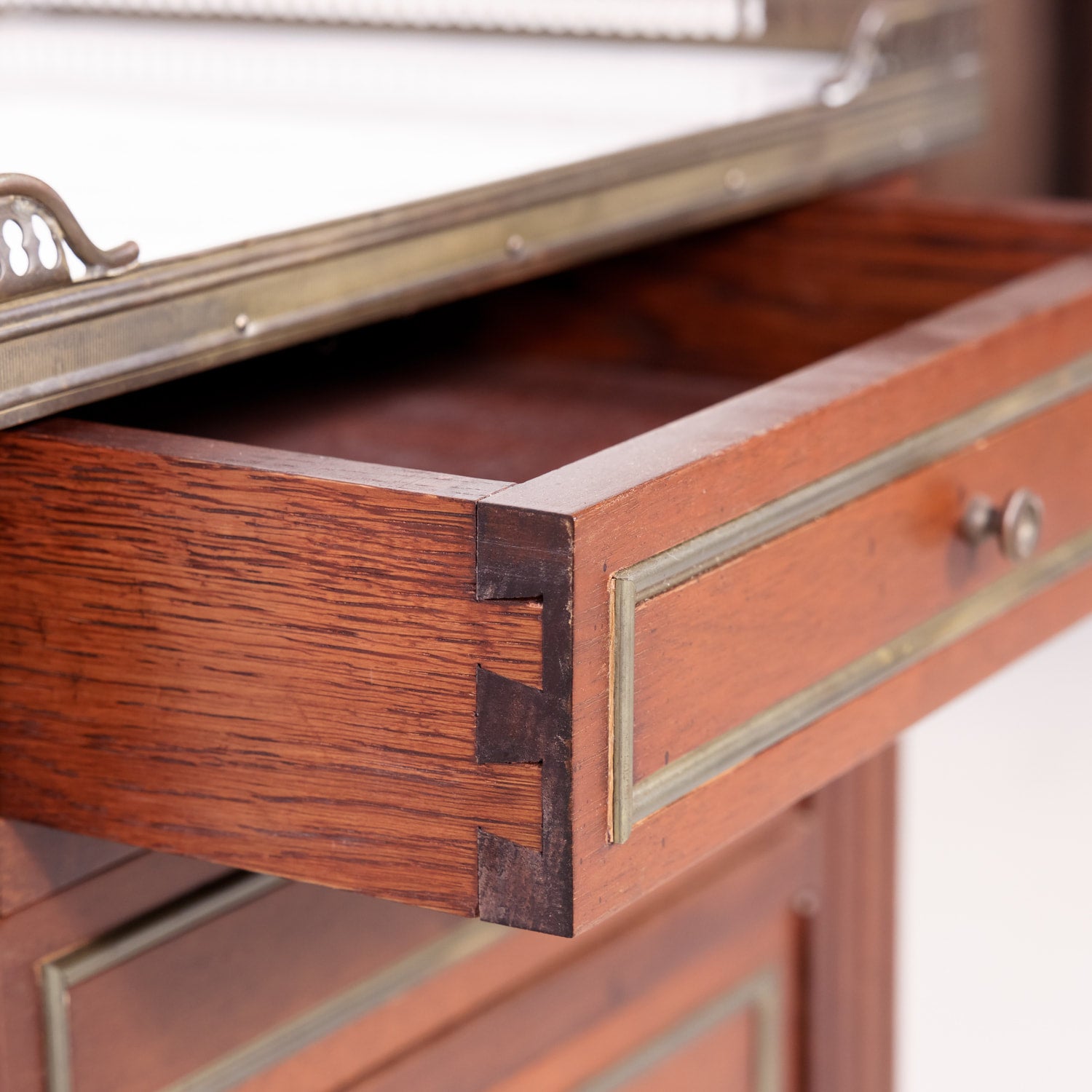 Antique French Louis XVI Style Mahogany Chevet or Nightstand with Carrara Marble Top