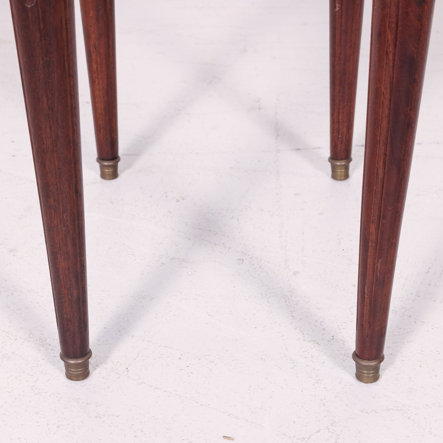 Antique French Louis XVI Style Mahogany Chevet or Nightstand with Carrara Marble Top