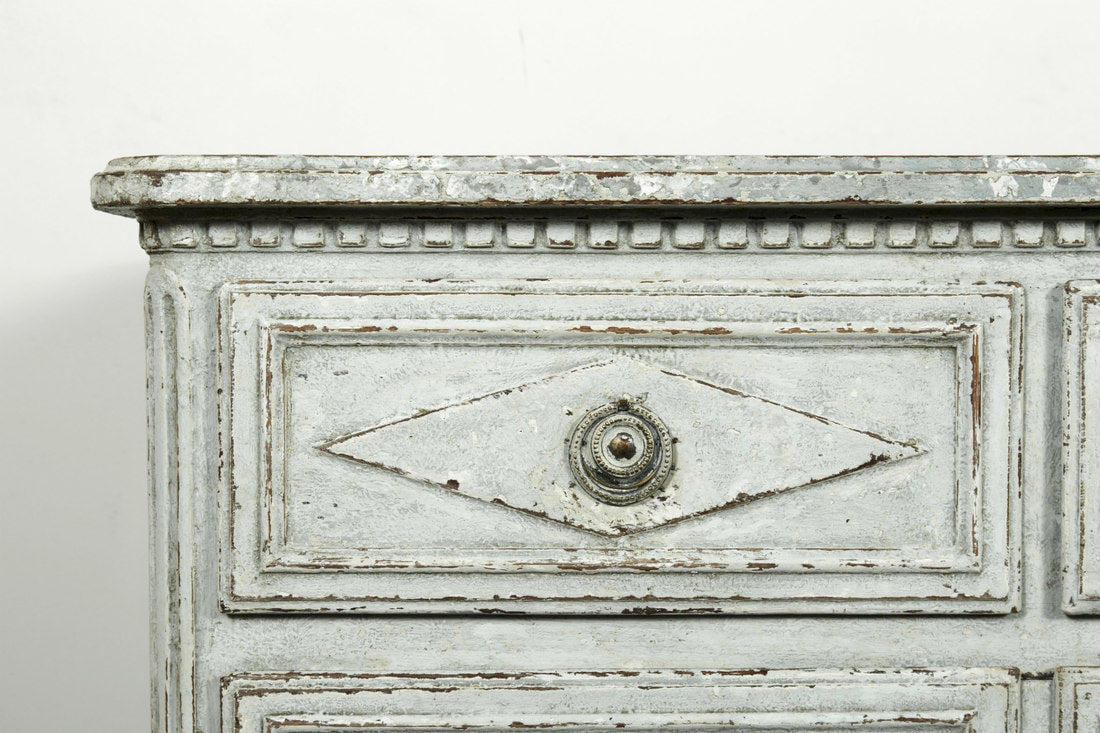 French Louis XVI Period Painted Commode with Faux Marble Top 