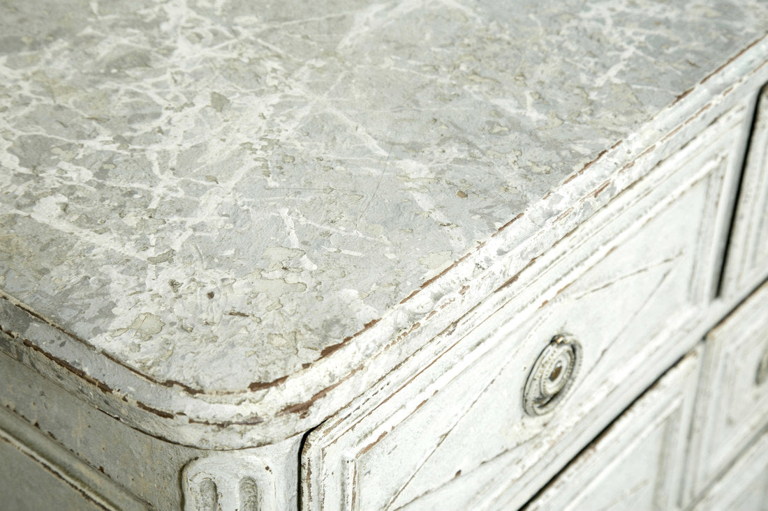 French Louis XVI Period Painted Commode with Faux Marble Top 