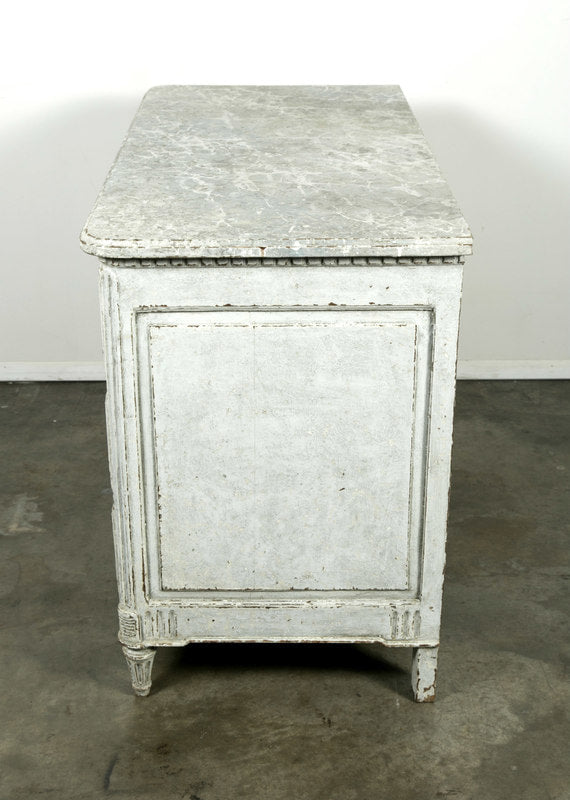 French Louis XVI Period Painted Commode with Faux Marble Top 