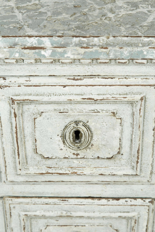 French Louis XVI Period Painted Commode with Faux Marble Top 