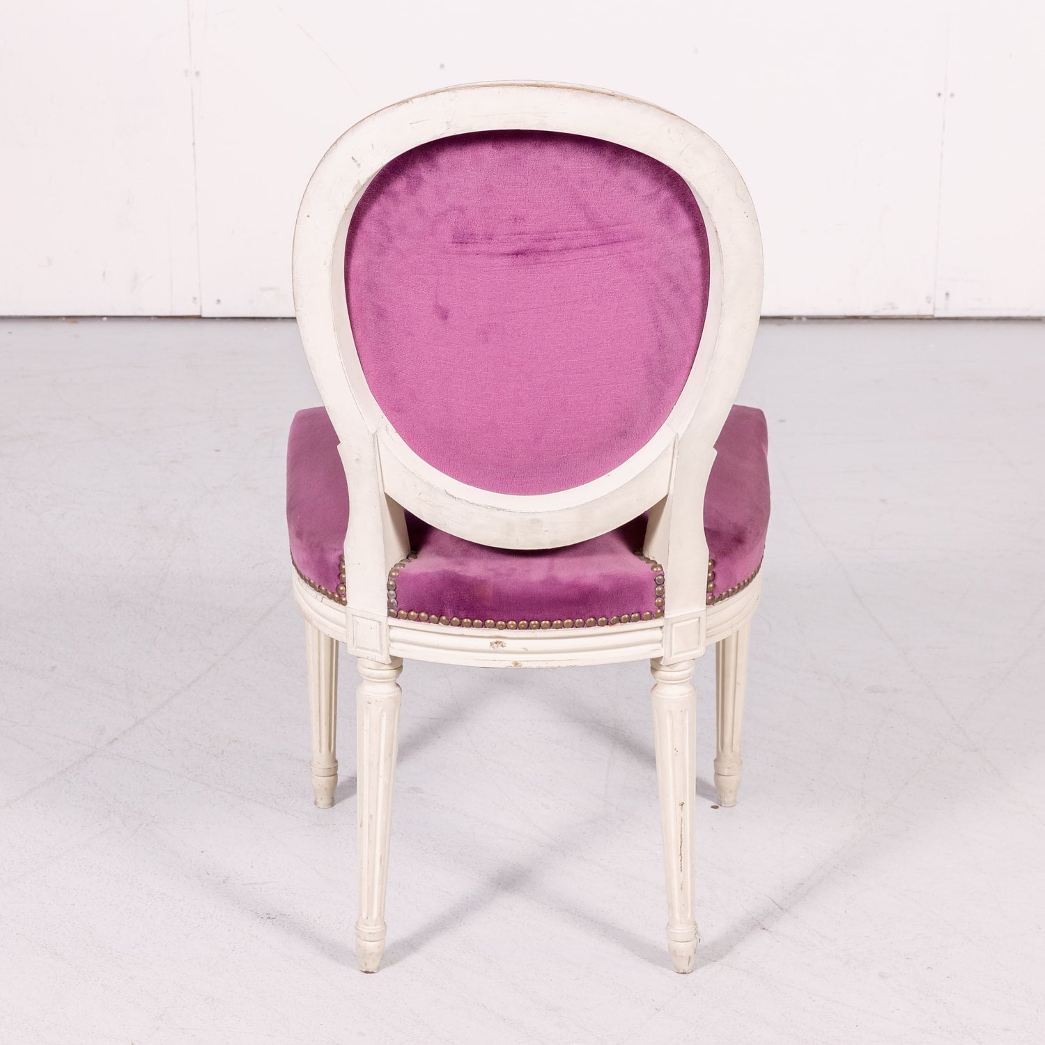 Set of Six Antique French Louis XVI Style Painted Side Chairs with Medallion Backs