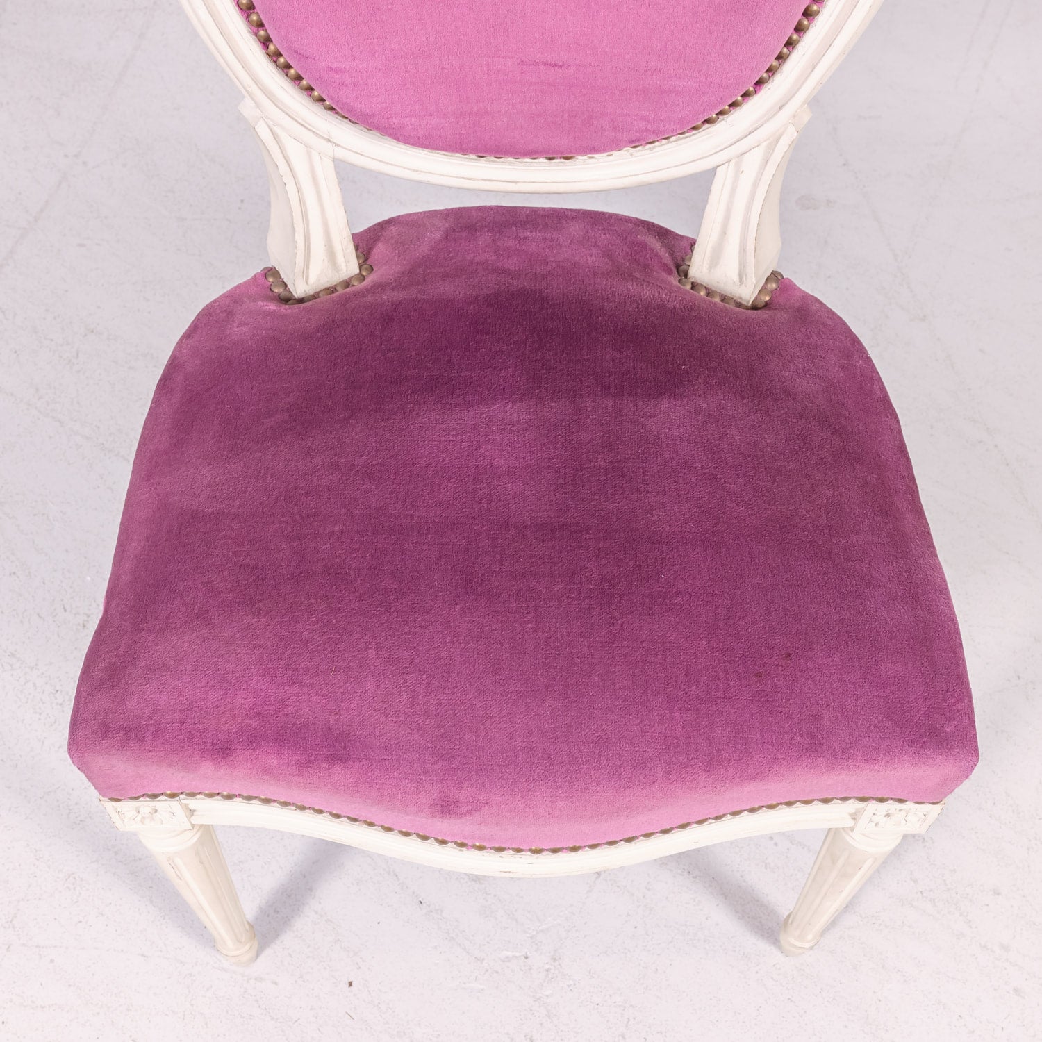 Set of Six Antique French Louis XVI Style Painted Side Chairs with Medallion Backs