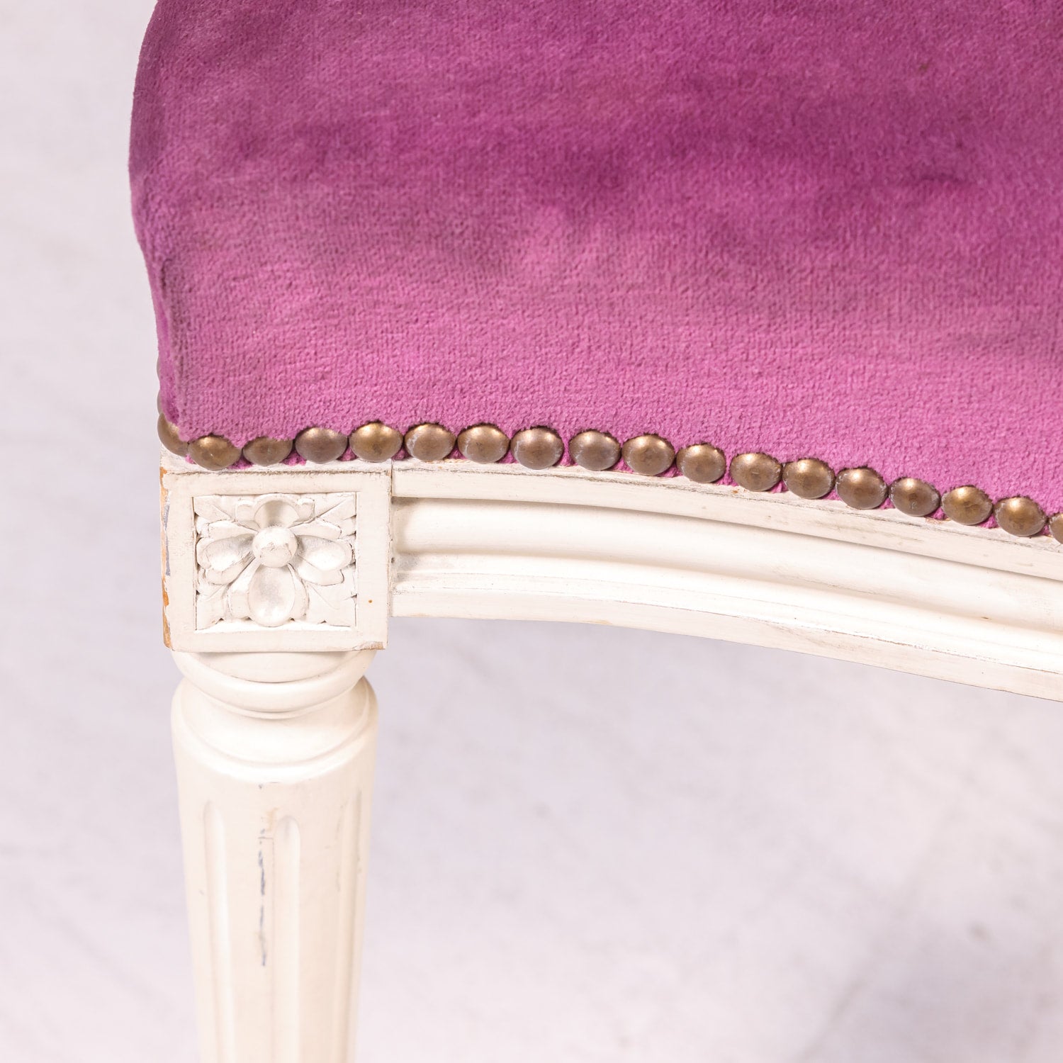 Set of Six Antique French Louis XVI Style Painted Side Chairs with Medallion Backs