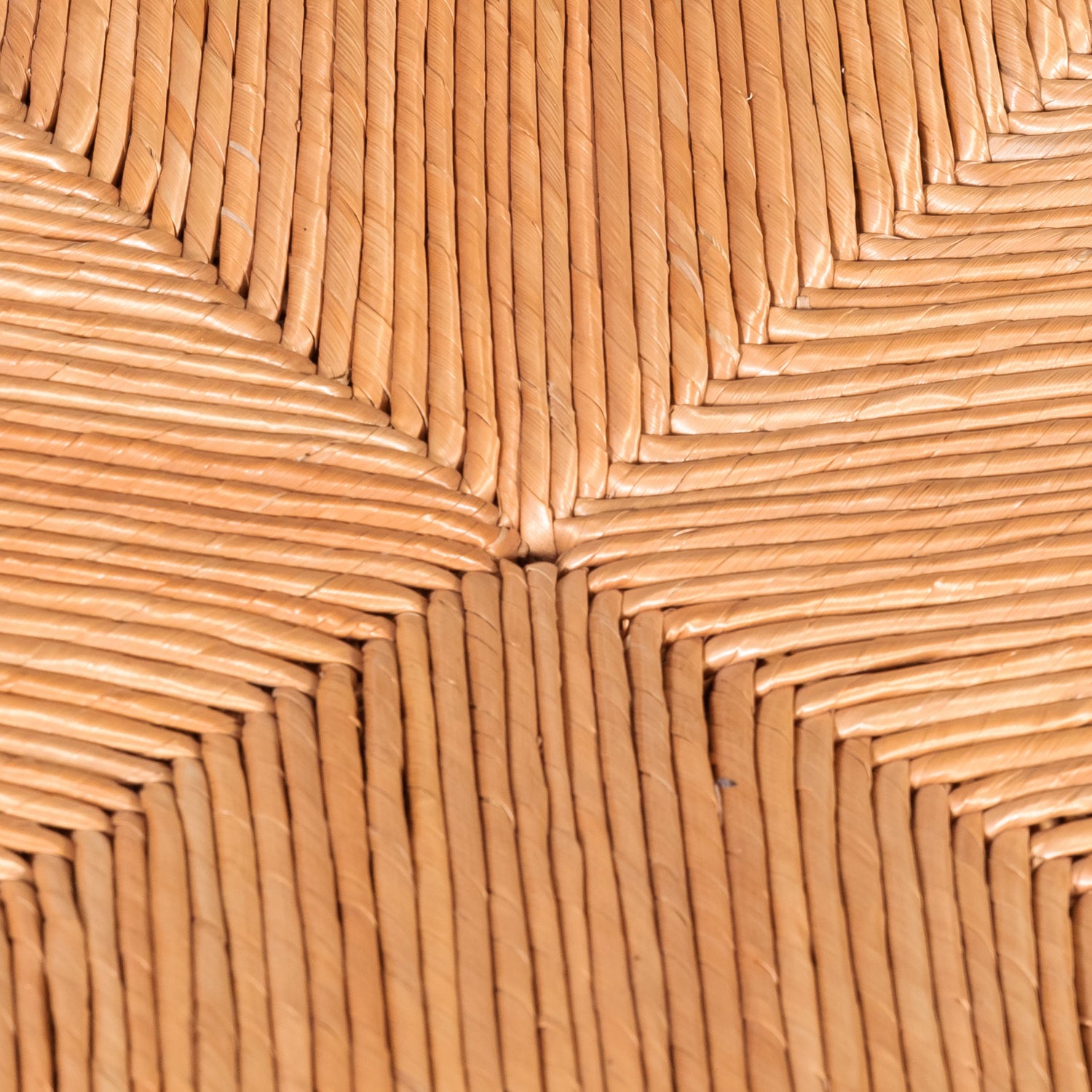 Set of 8 Antique Country French Hand Carved Oak Dining Side Chairs with Rush Seats