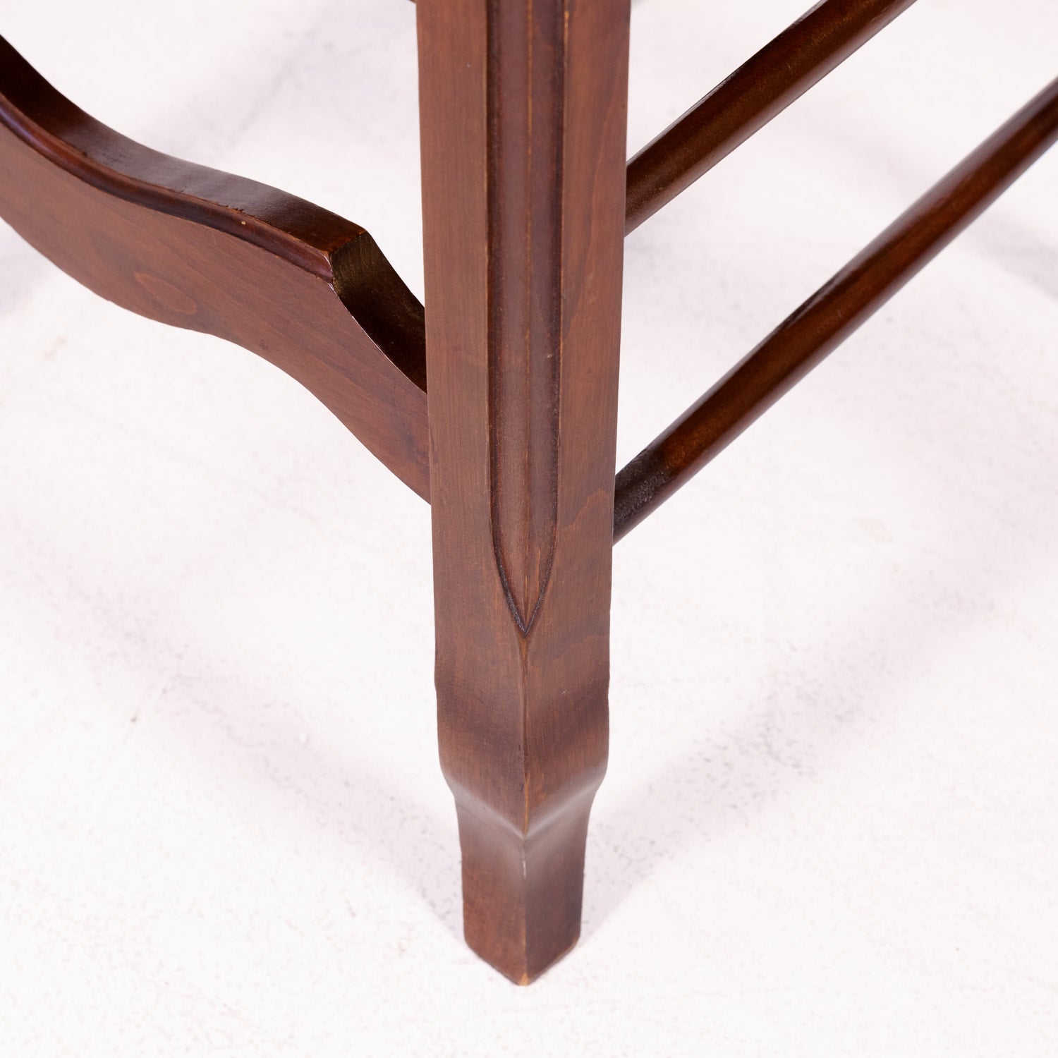 Set of 8 Antique Country French Hand Carved Oak Dining Side Chairs with Rush Seats