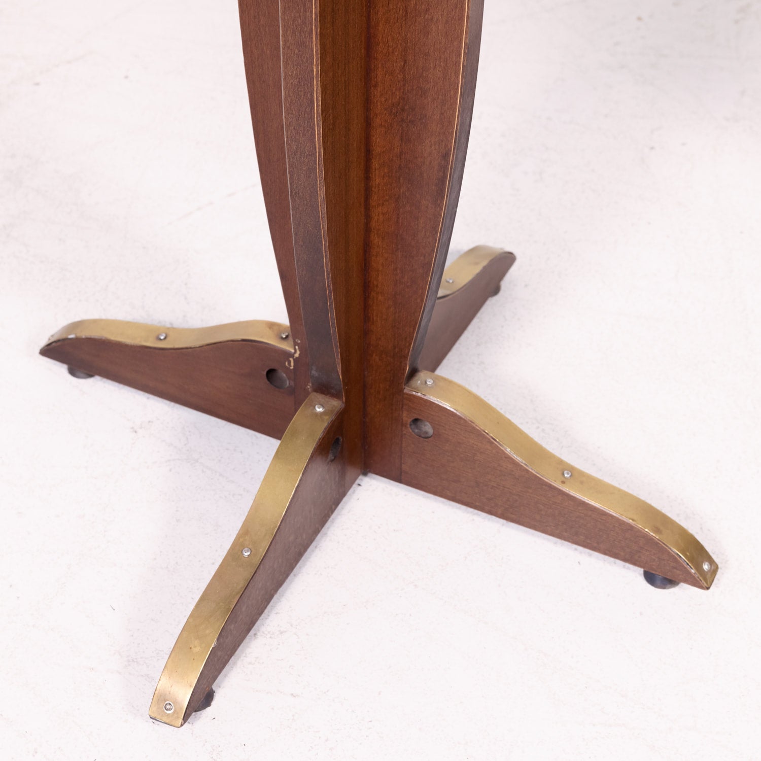 Pair of Solid Walnut and Brass French Art Deco Period Square Bistro Tables