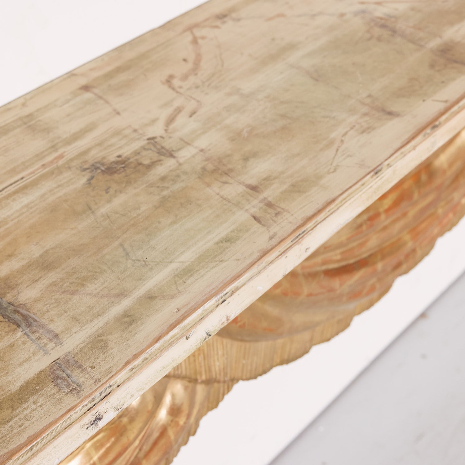 Large Italian Painted and Parcel Gilt Wall Mount Console Table